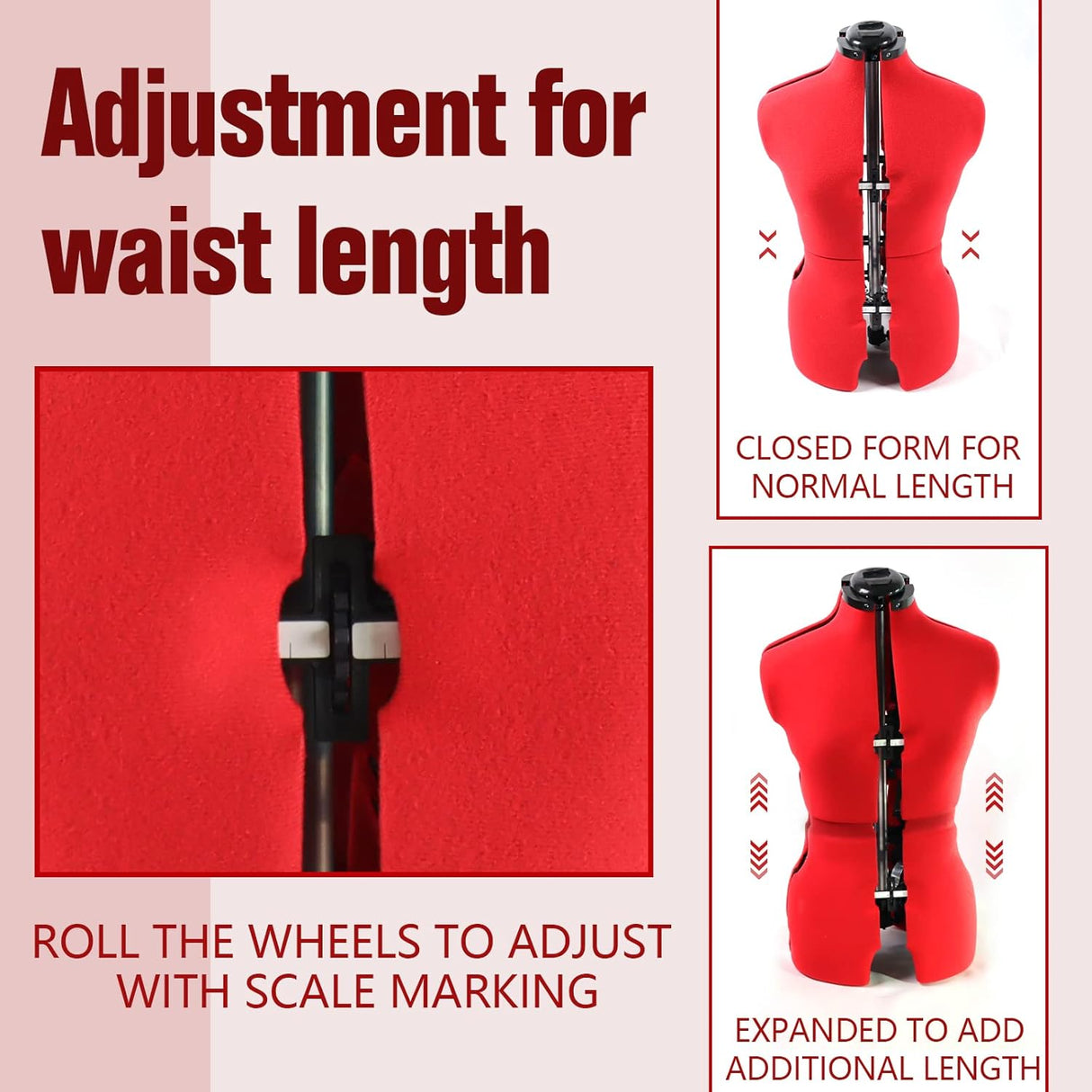 Maniquí Ajustable para Costura, 13 Diales, Base Rodante, S-M