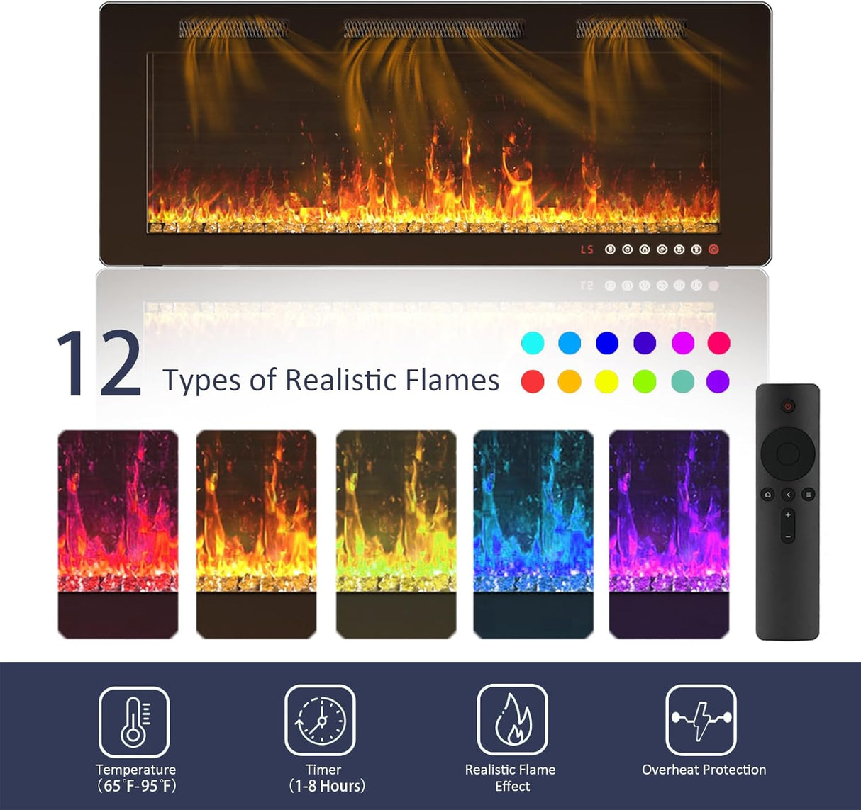 Soporte de TV con Chimenea, Stand para TV de 70 con Fuego