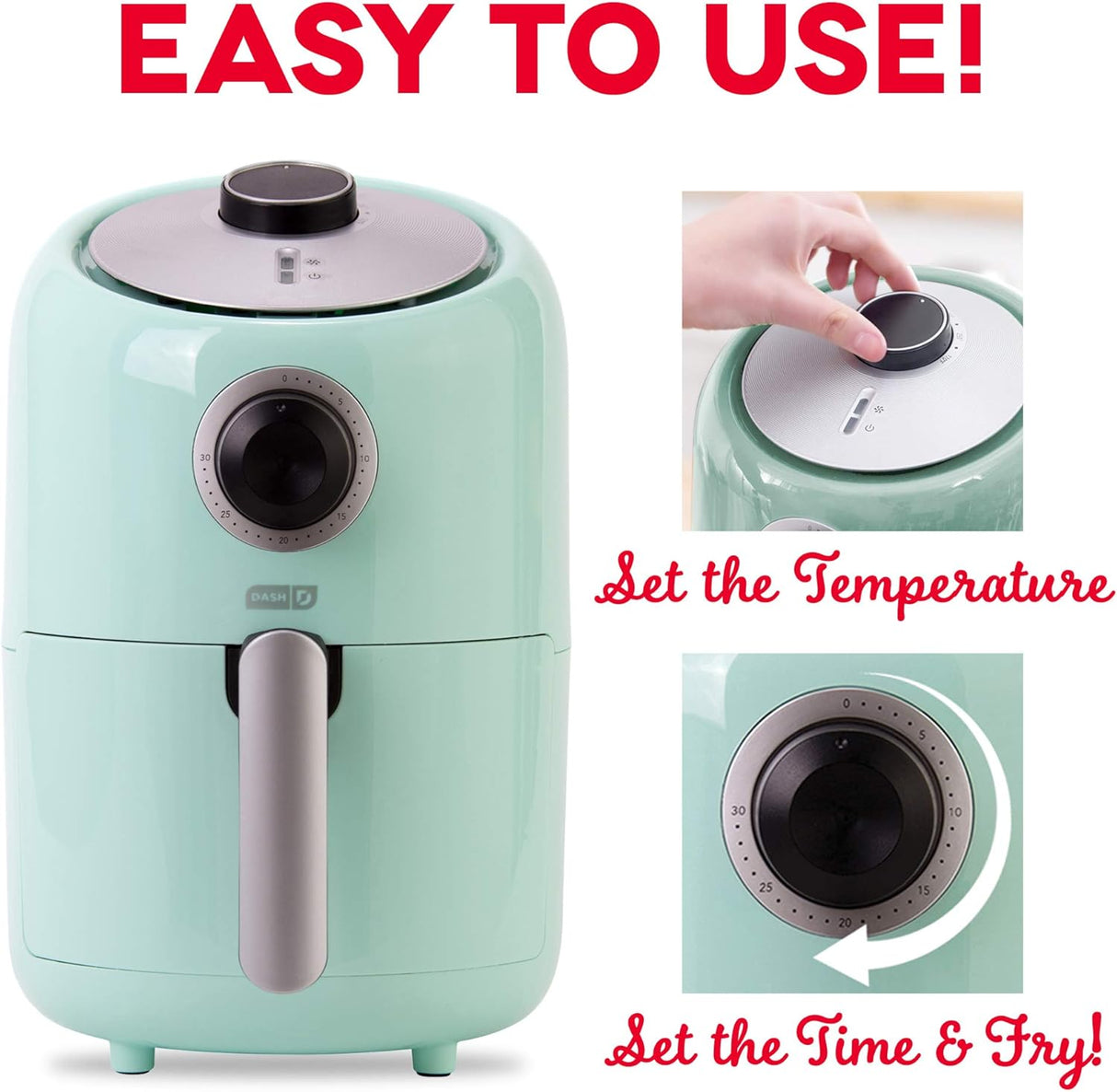 Freidora de Aire Compacta DASH, 2 Qt, Control de Temperatura