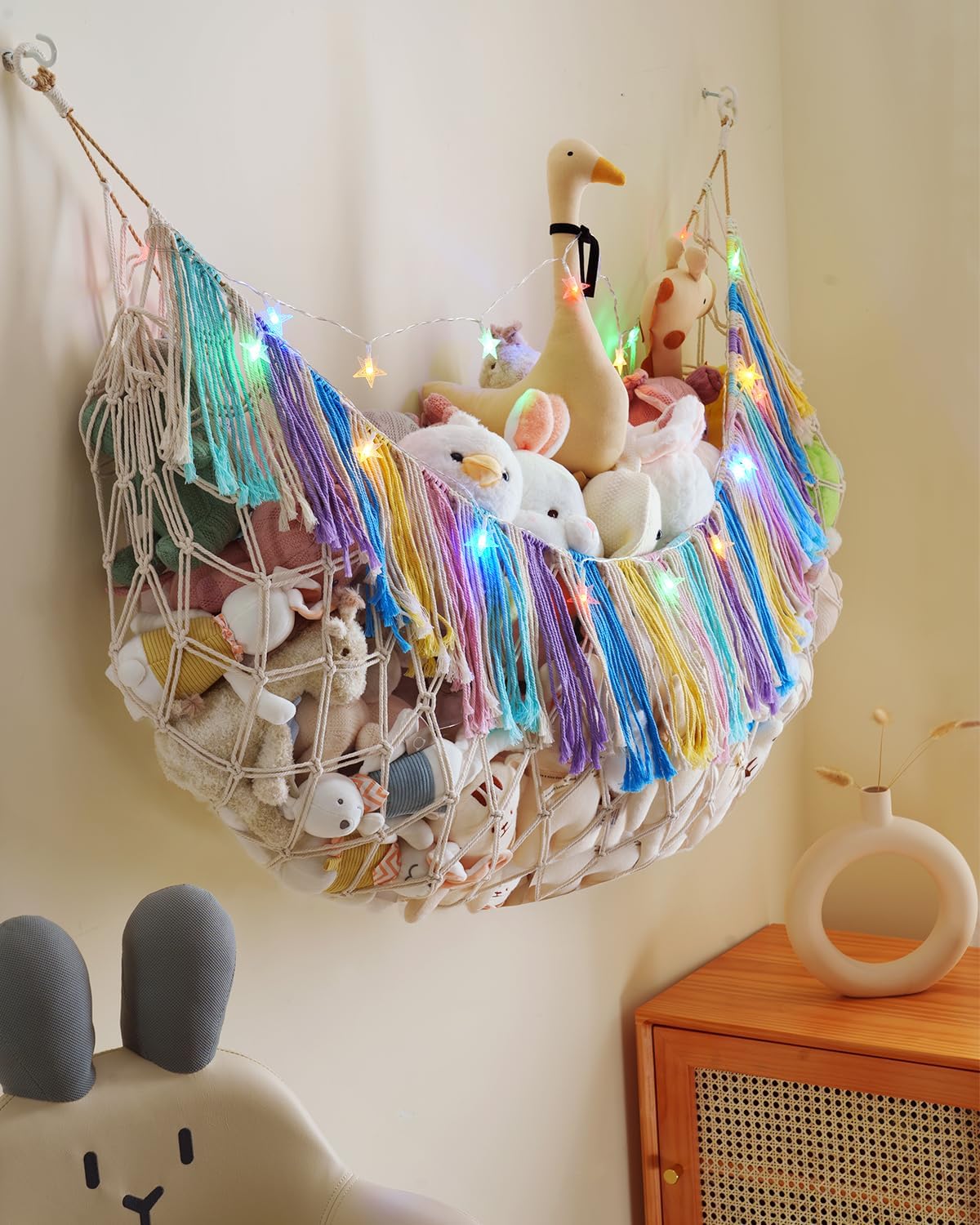 Hamaca de Peluches con Luces - Almacenaje Boho para Niños