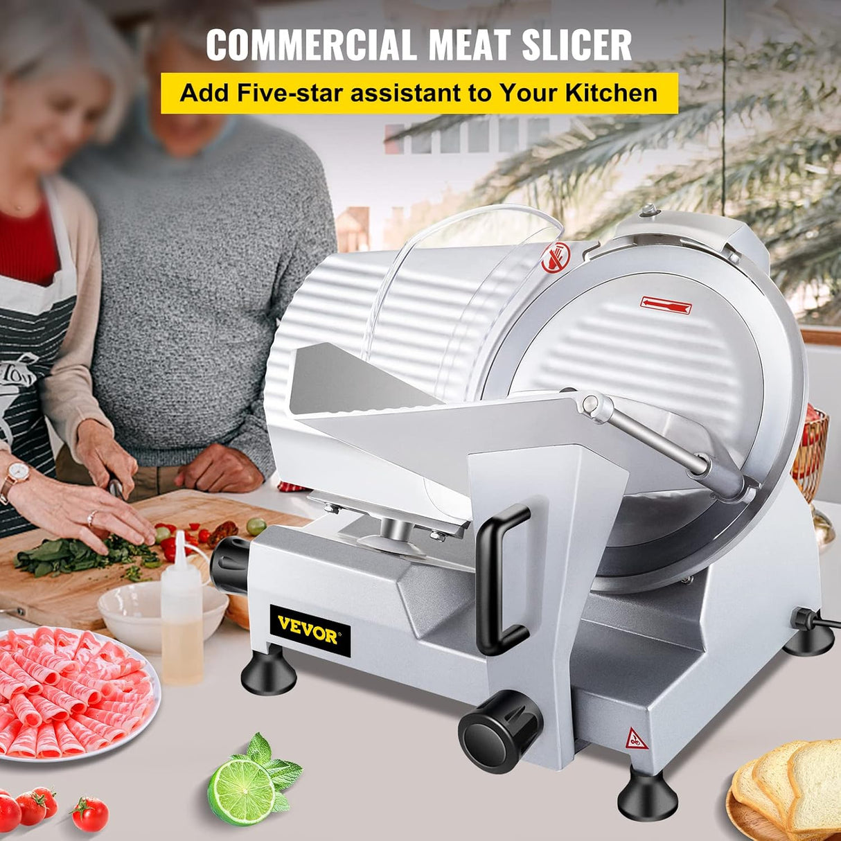 Cortadora de carne VEVOR 10 240W, acero, semi-automática 10IN-240W