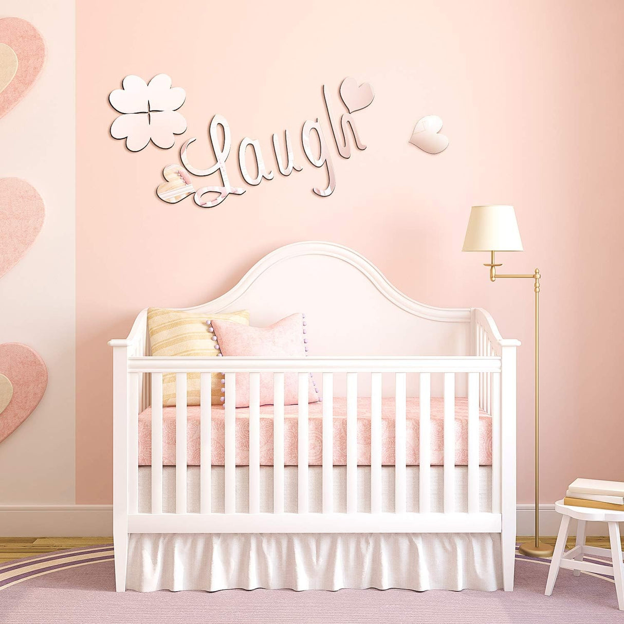 Vinilos decorativos Love Live Laugh, corazón espejo, DIY