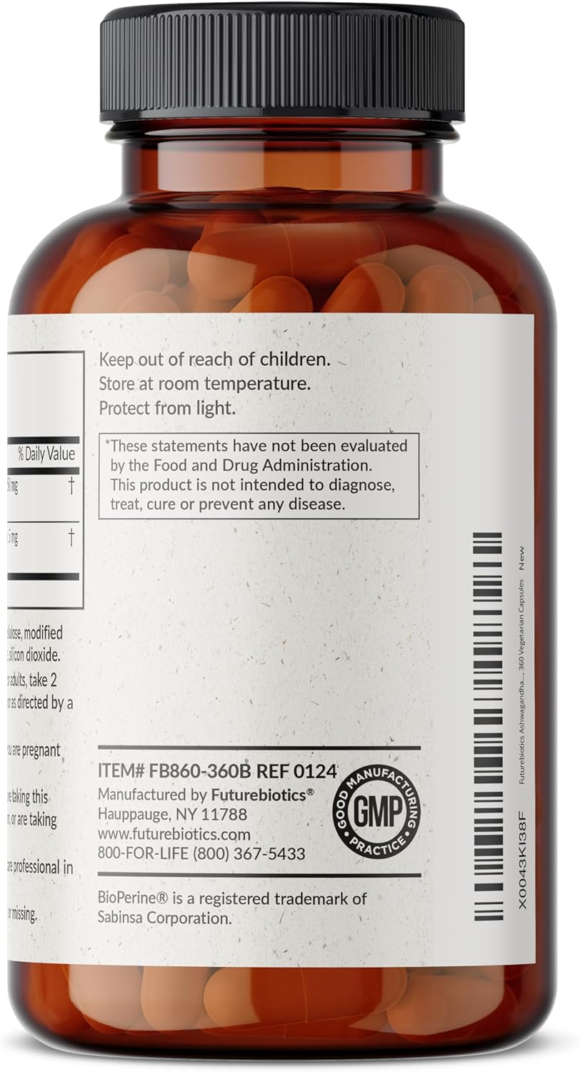 Suplemento de Ashwagandha Futurebiotics 360 Cápsulas Vegetarianas