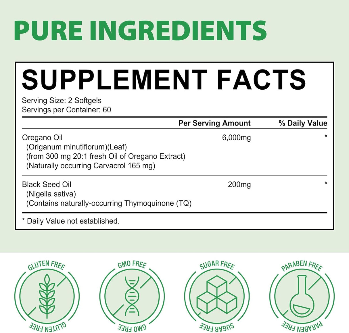 Aceite de Orégano con Semilla Negra, 2 en 1, 6000mg, 120 caps