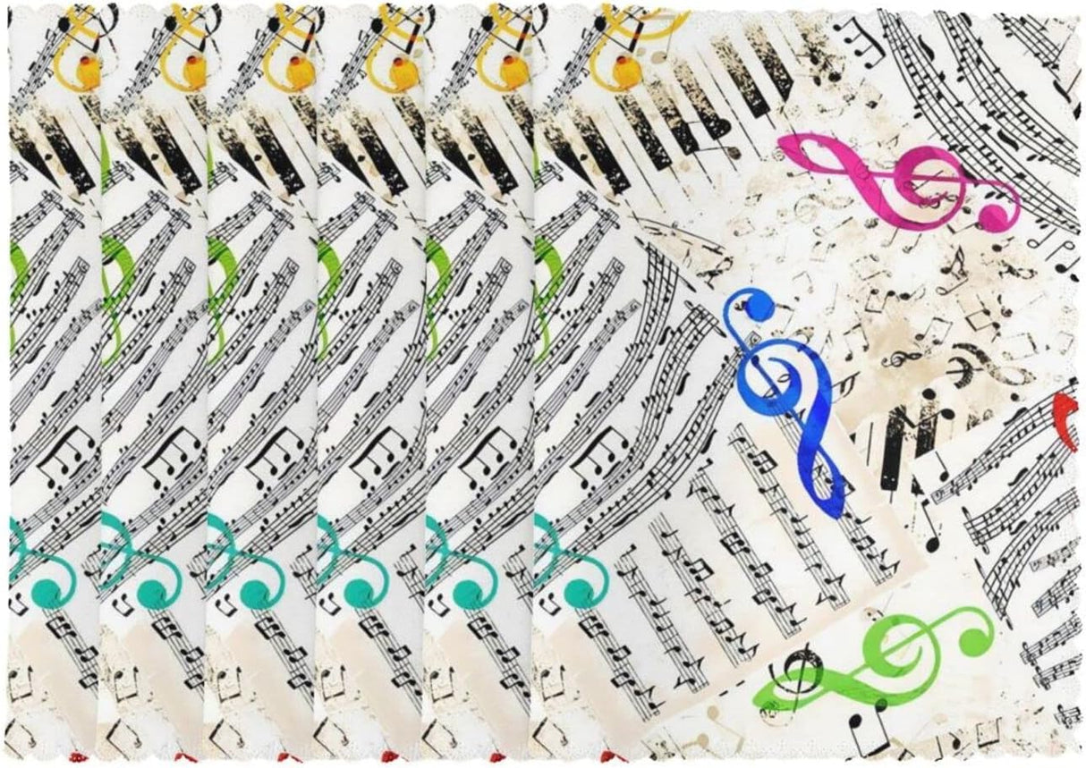 Manteles Individual Notas Musicales Antideslizantes 12x18 Pulgadas