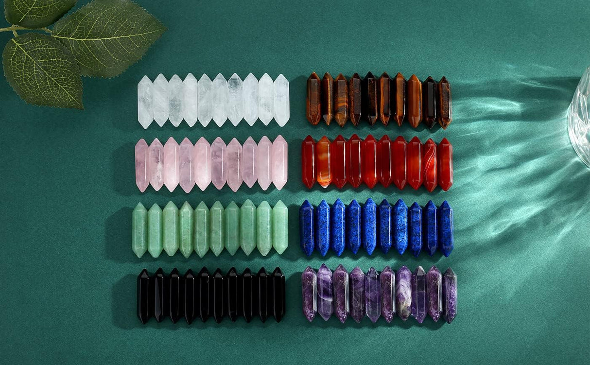 Juego de 10 varitas de cristal curativo de cuarzo transparente