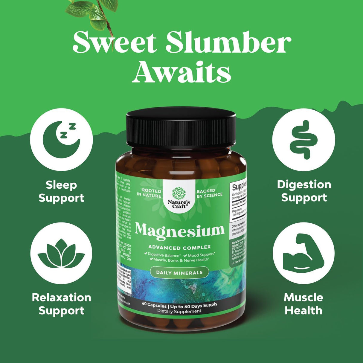 Suplemento complejo de magnesio de alta absorción 500 mg