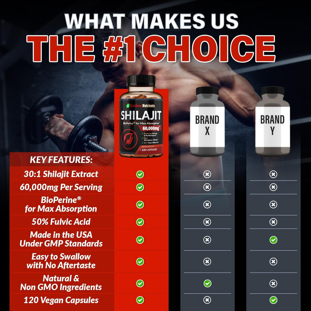 Suplemento puro de cápsulas de Shilajit del Himalaya