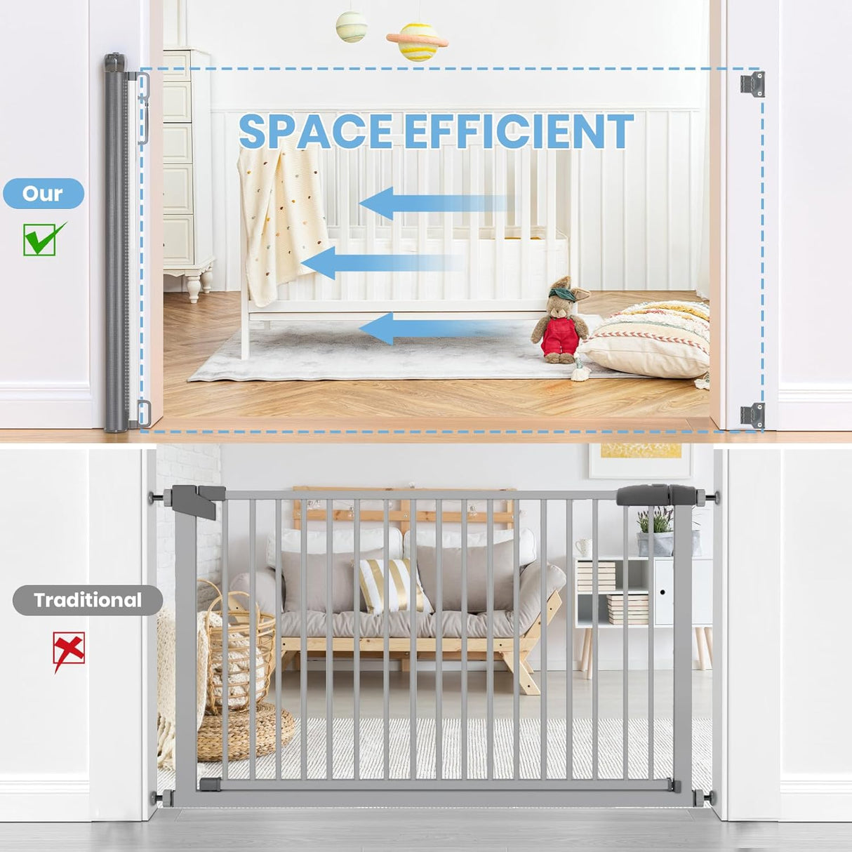 Puerta retráctil para bebé 33 pulgadas de alto HAMOPY