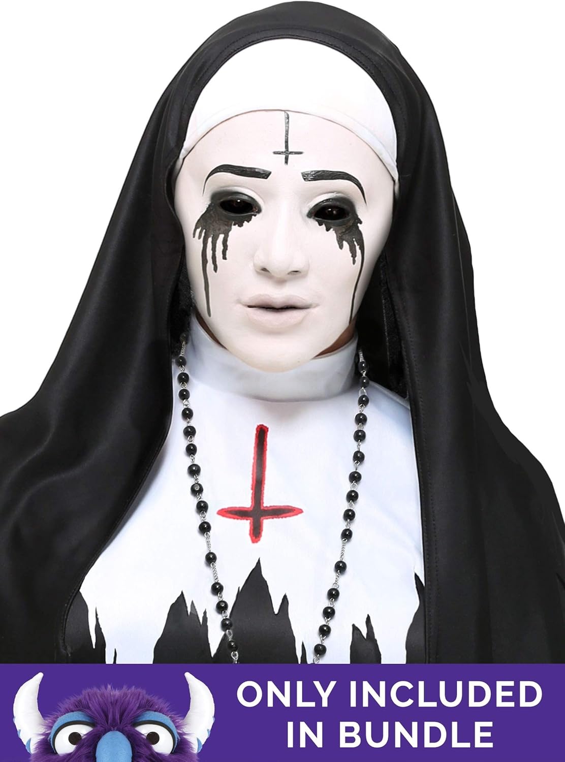 Disfraz de monja terrible para mujer Negro blanco talla XL