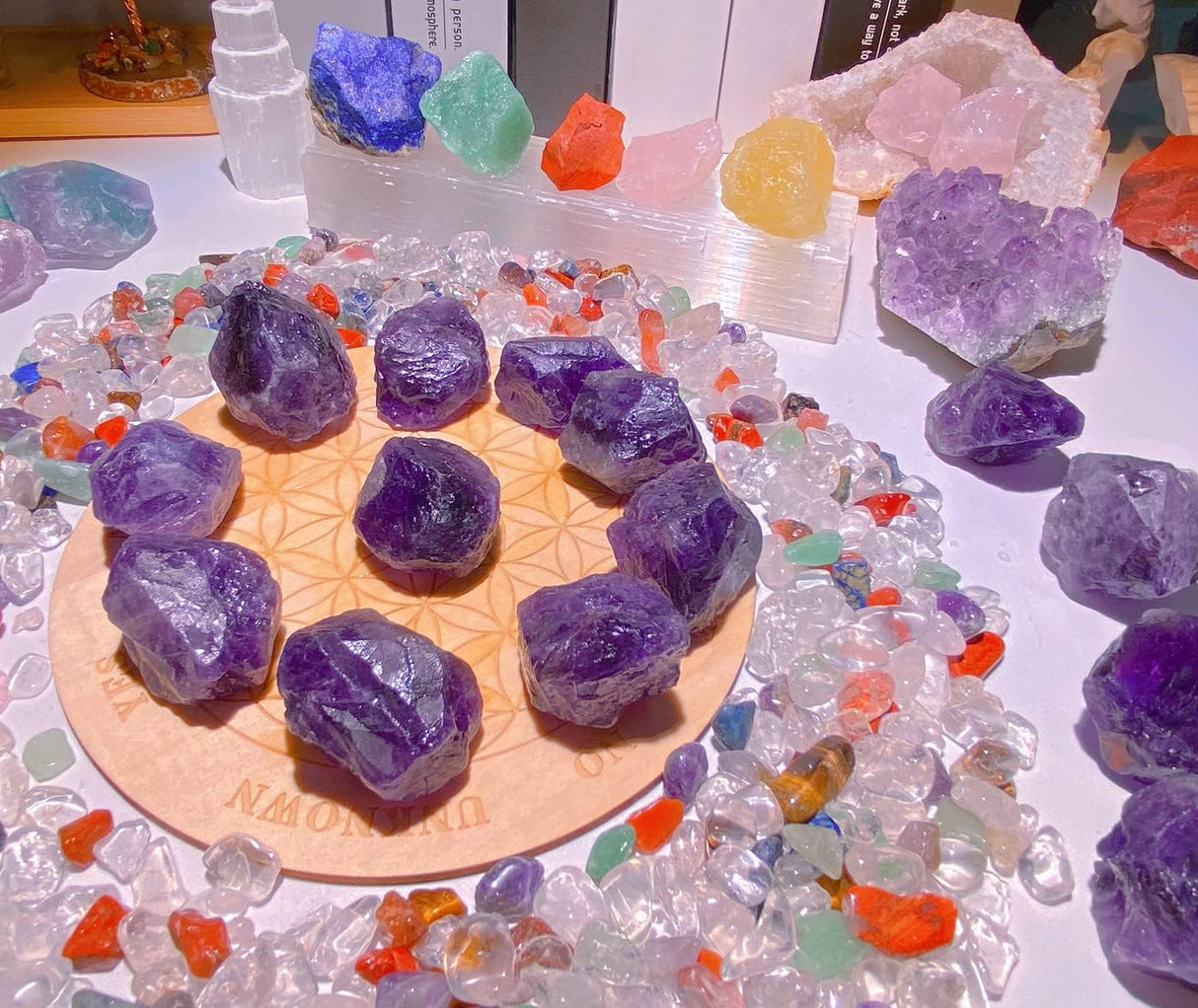 QINJIEJIE Cristales de amatista, piedras de cristal curativo