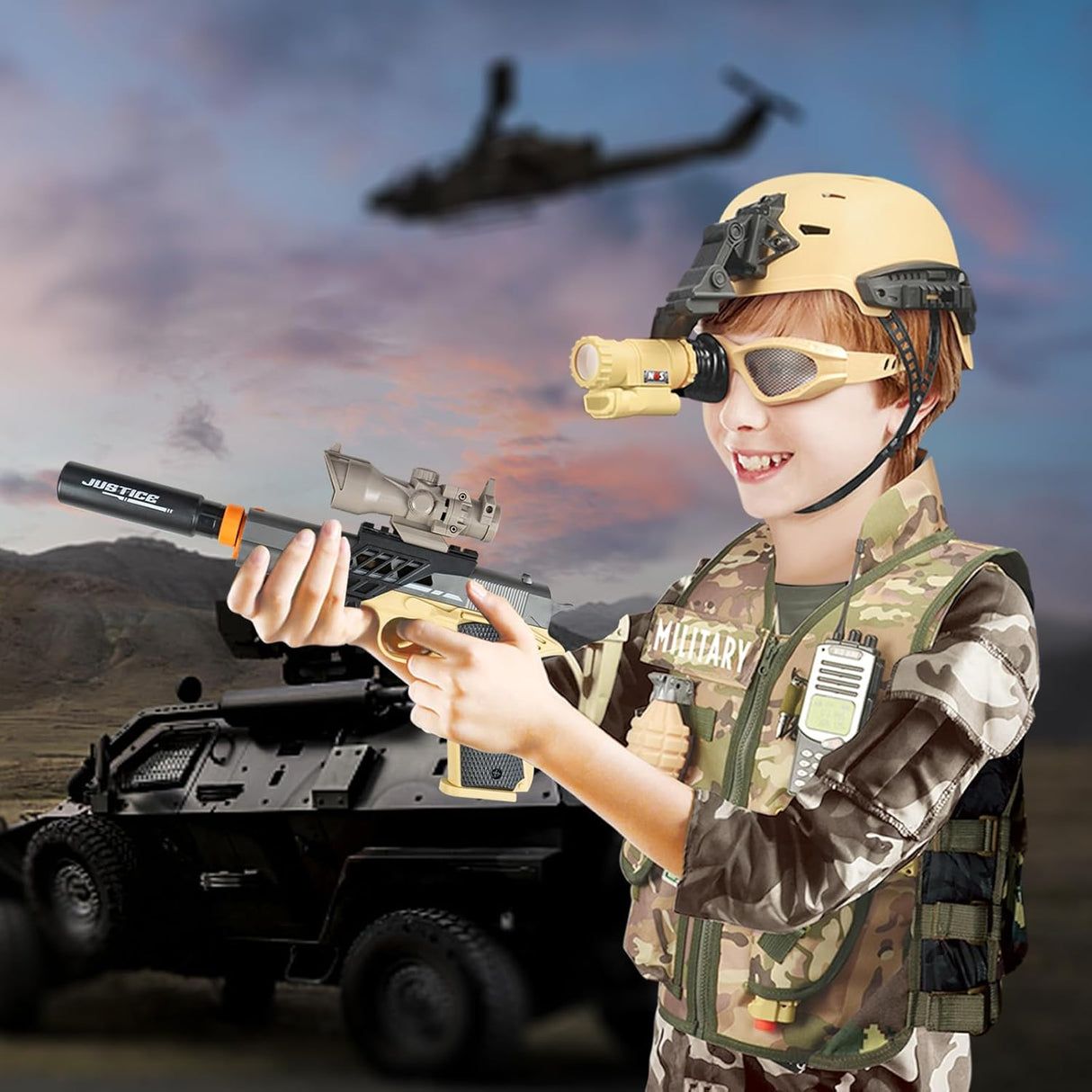 Disfraz Militar para Niños RedCrab, 12 Pzs, Juego de Rol