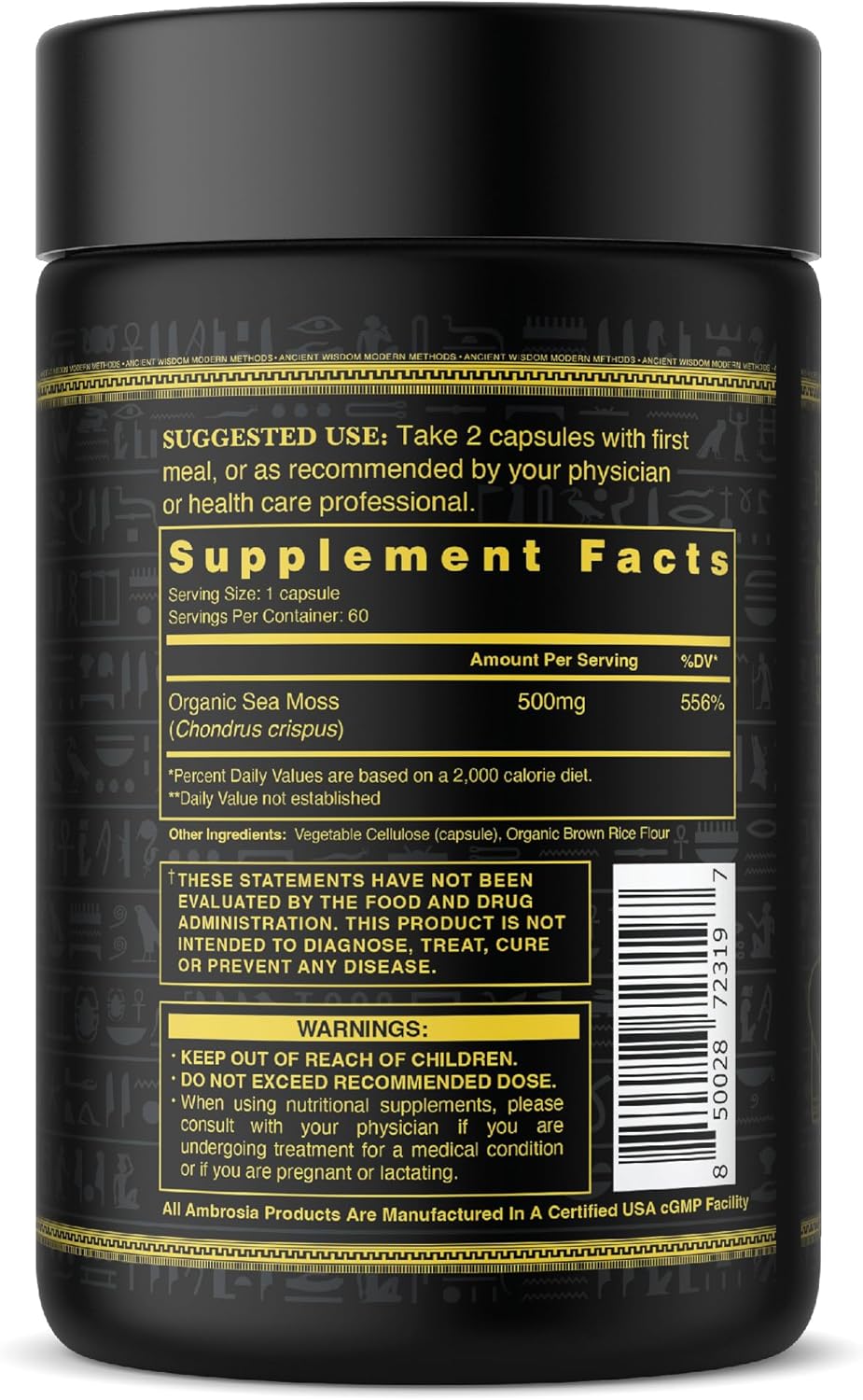Ambrosia Cápsulas de Musgo de Irlanda 500mg Orgánico Veganas