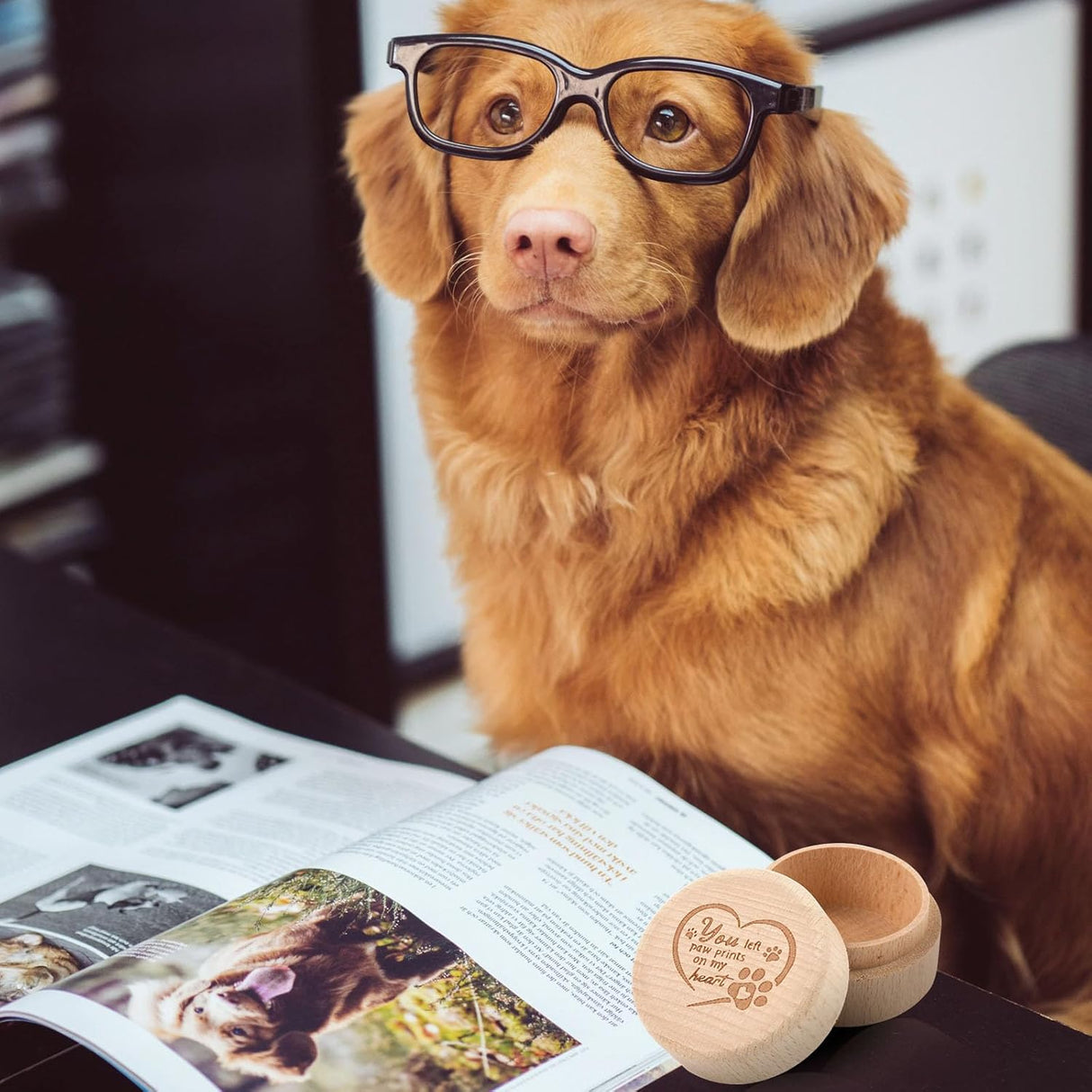 Caja de Recuerdos para Mascotas, Memoria de Madera, Corazón