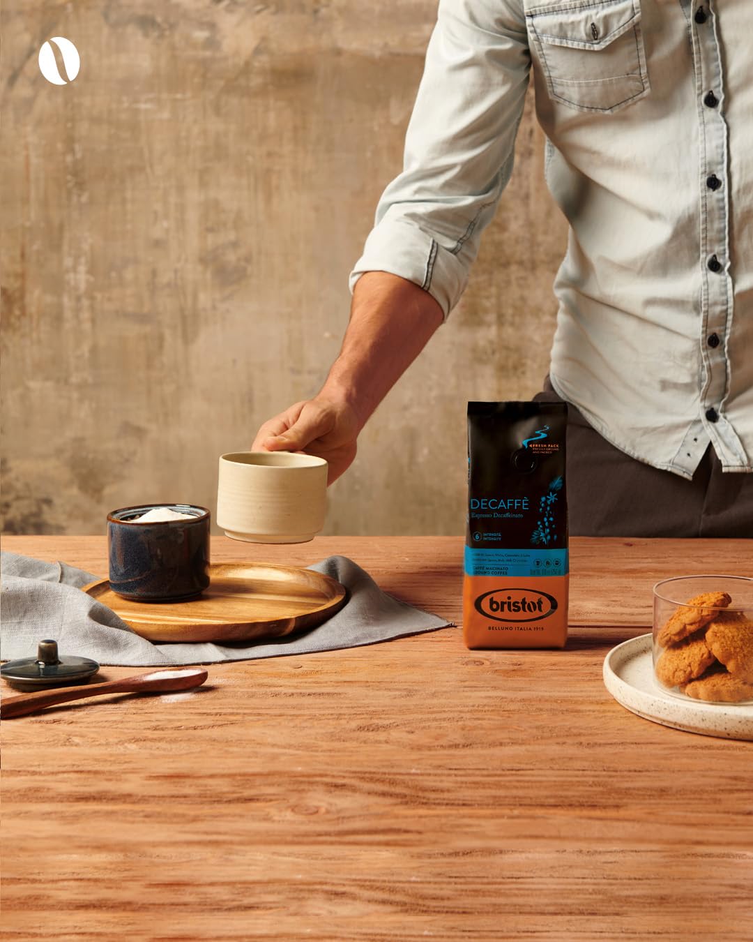 Café Espresso Descafeinado Bristot, Molido, 250g, Tostado Medio