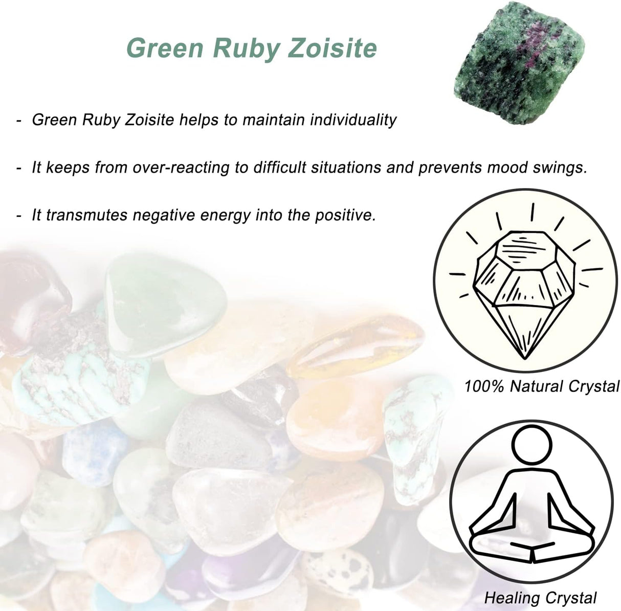 Cristales Rústicos de Zozita Rubí Verde para Sanación