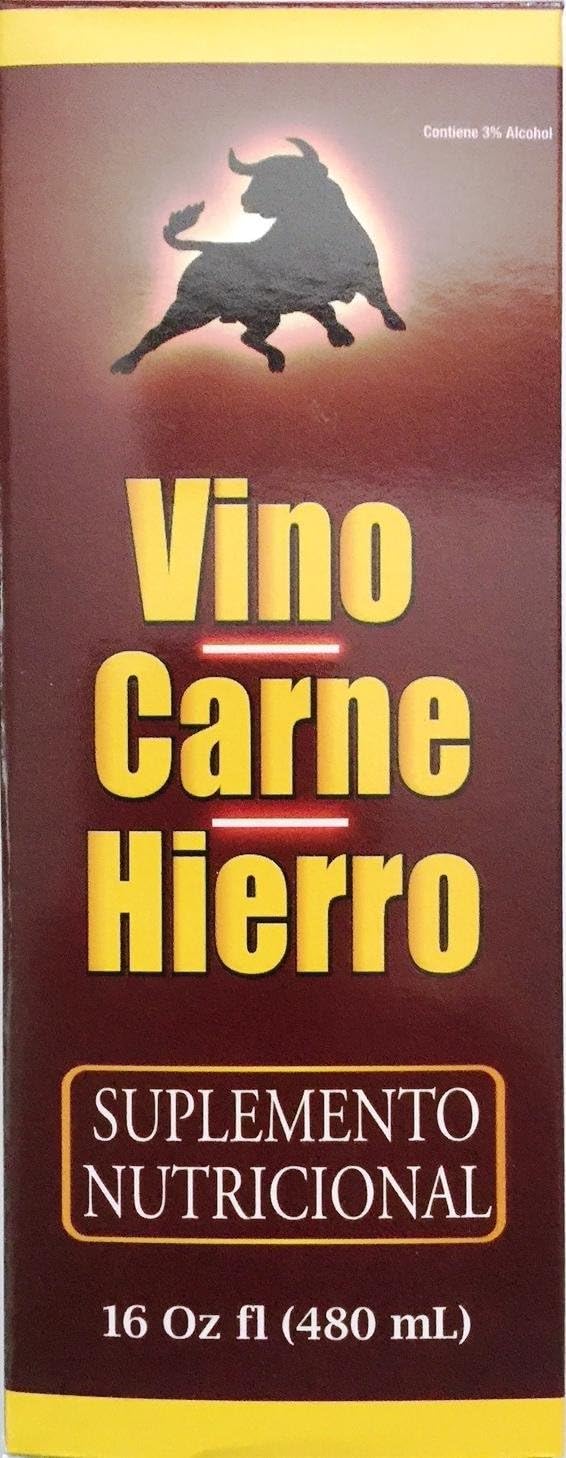 Suplemento Vino Carne Hierro 16 Fl oz. Paquete de 2