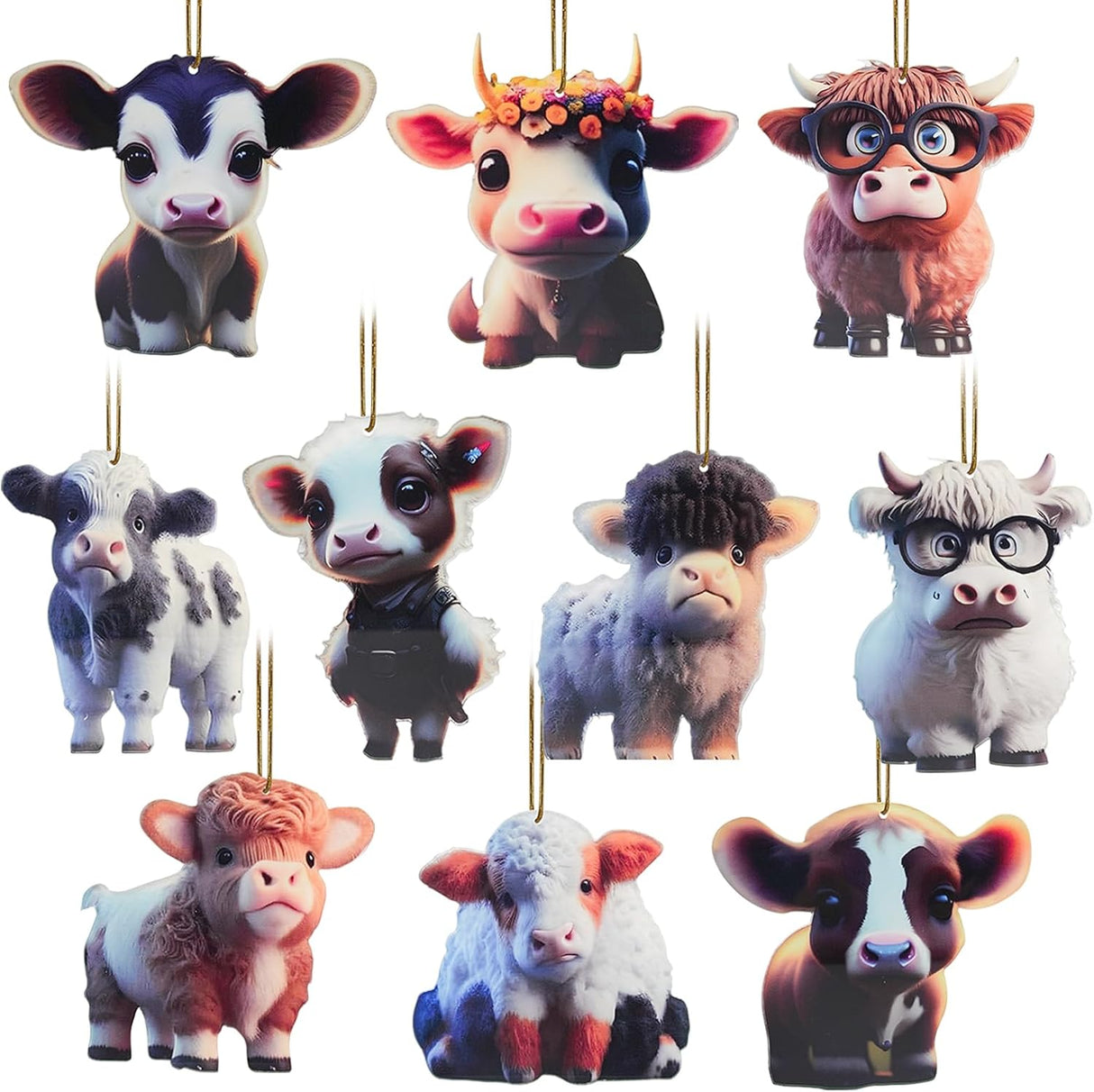 Adorno Colgante de Vaca, 10 Pcs, Decoraciones Navideñas 2024