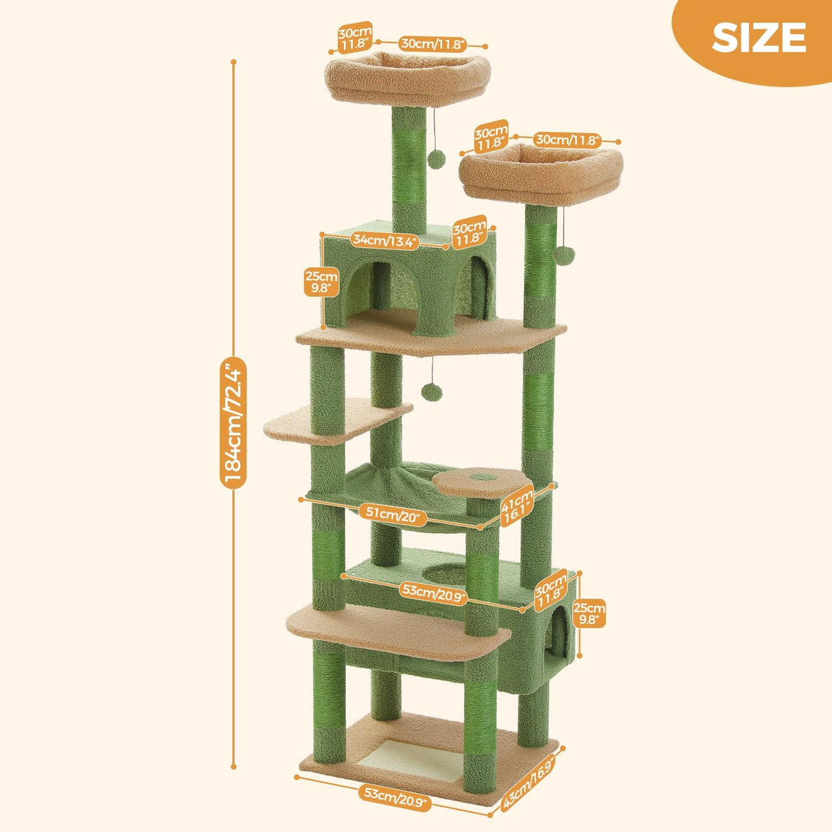 Árbol para Gatos PAWZ Road 72 con Rascadores y Perchas