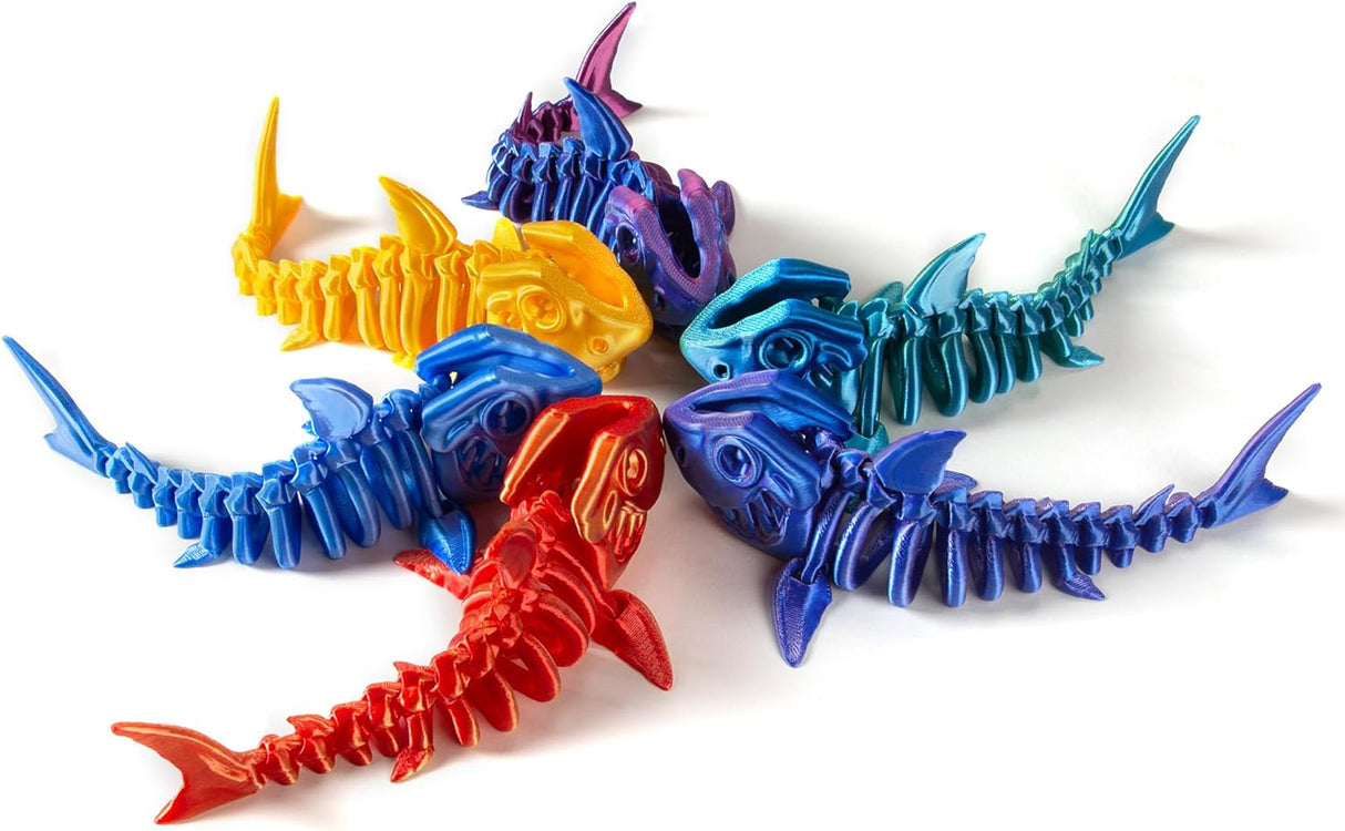 Tiburón Articulado Impreso en 3D - Juguete Fidget Modelo Arcoíris