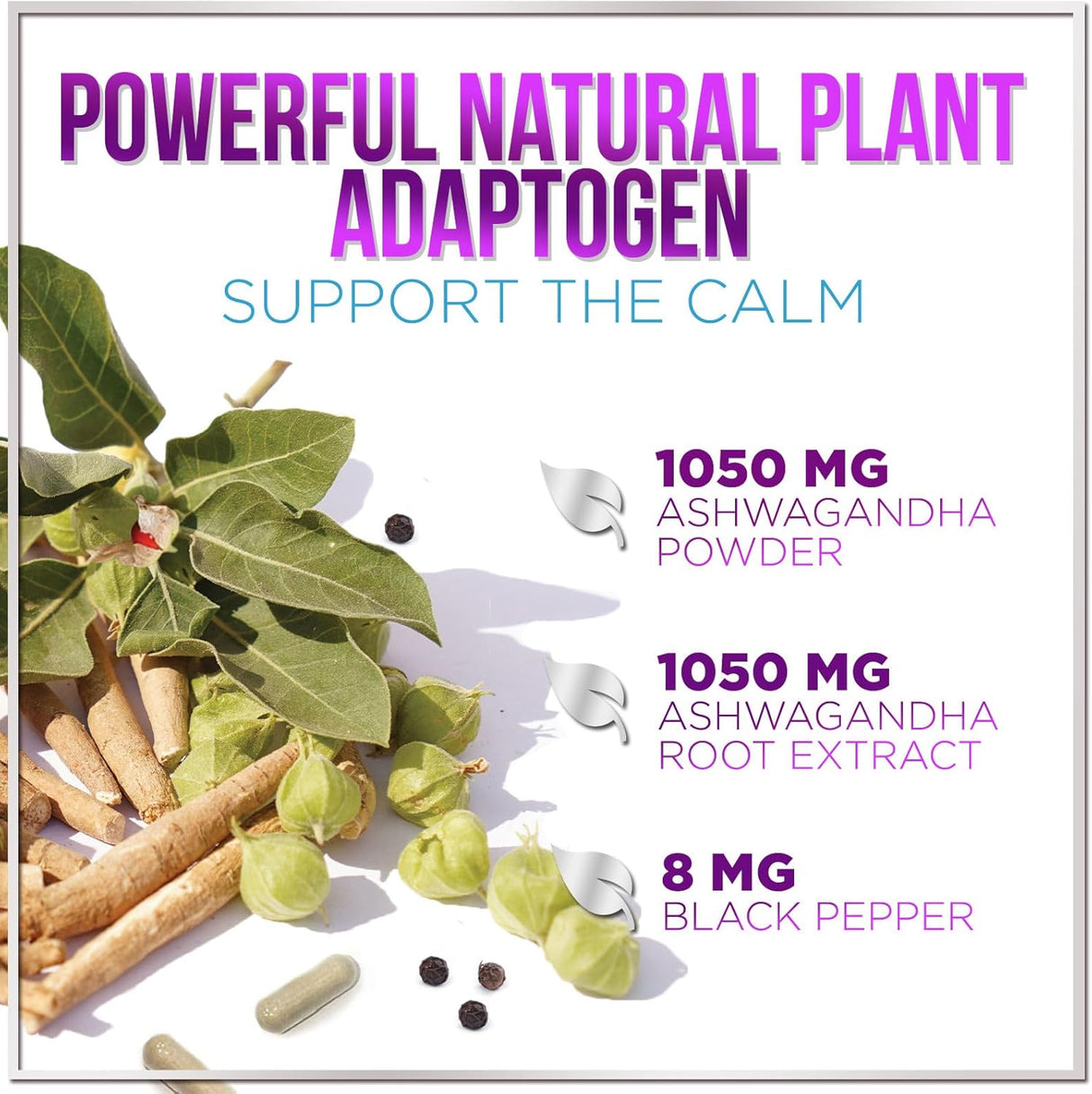 Suplementos de Ashwagandha - 2100 mg, Antioxidante, 60 cápsulas