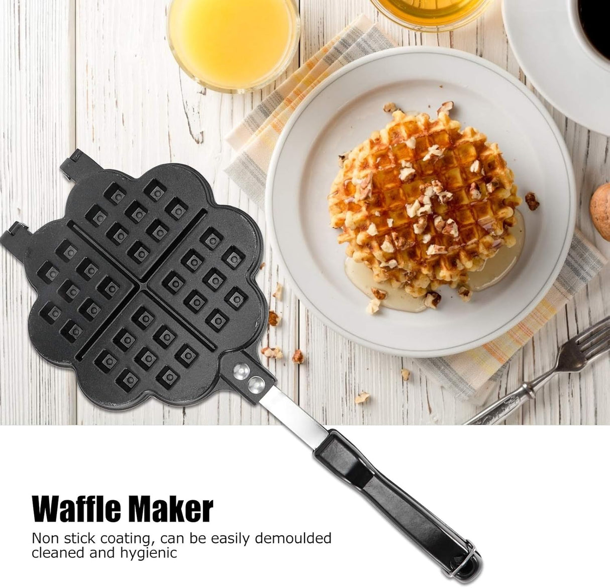 Mini Waffle Maker, Antiadherente, Mango Frío, Modelo Compacto