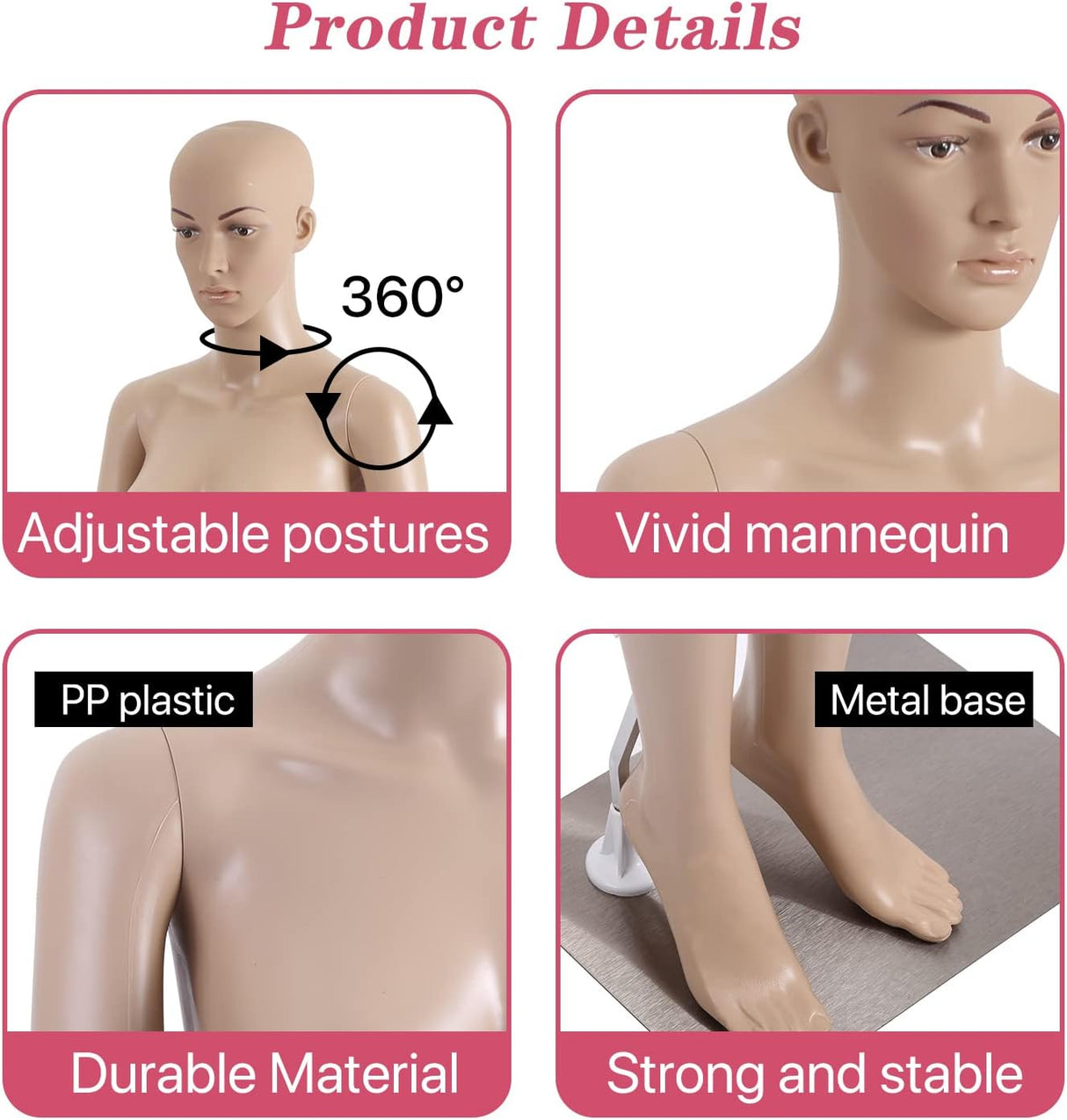 Maniquí Torso Mujer 69 Ajustable con Base Metálica Modelo Realista