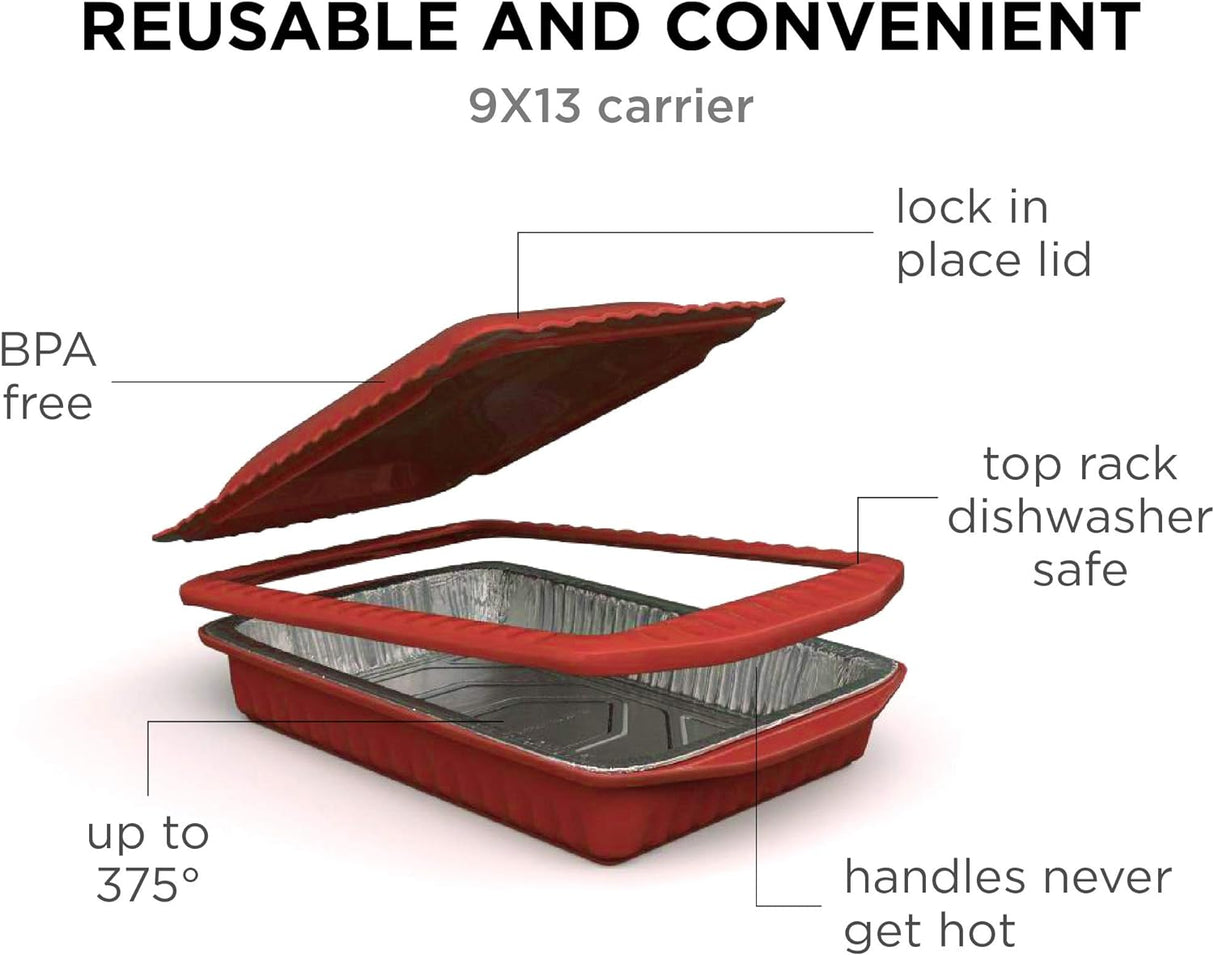 Portador para servir y cazuela para sartenes de papel de aluminio de 9 x 13