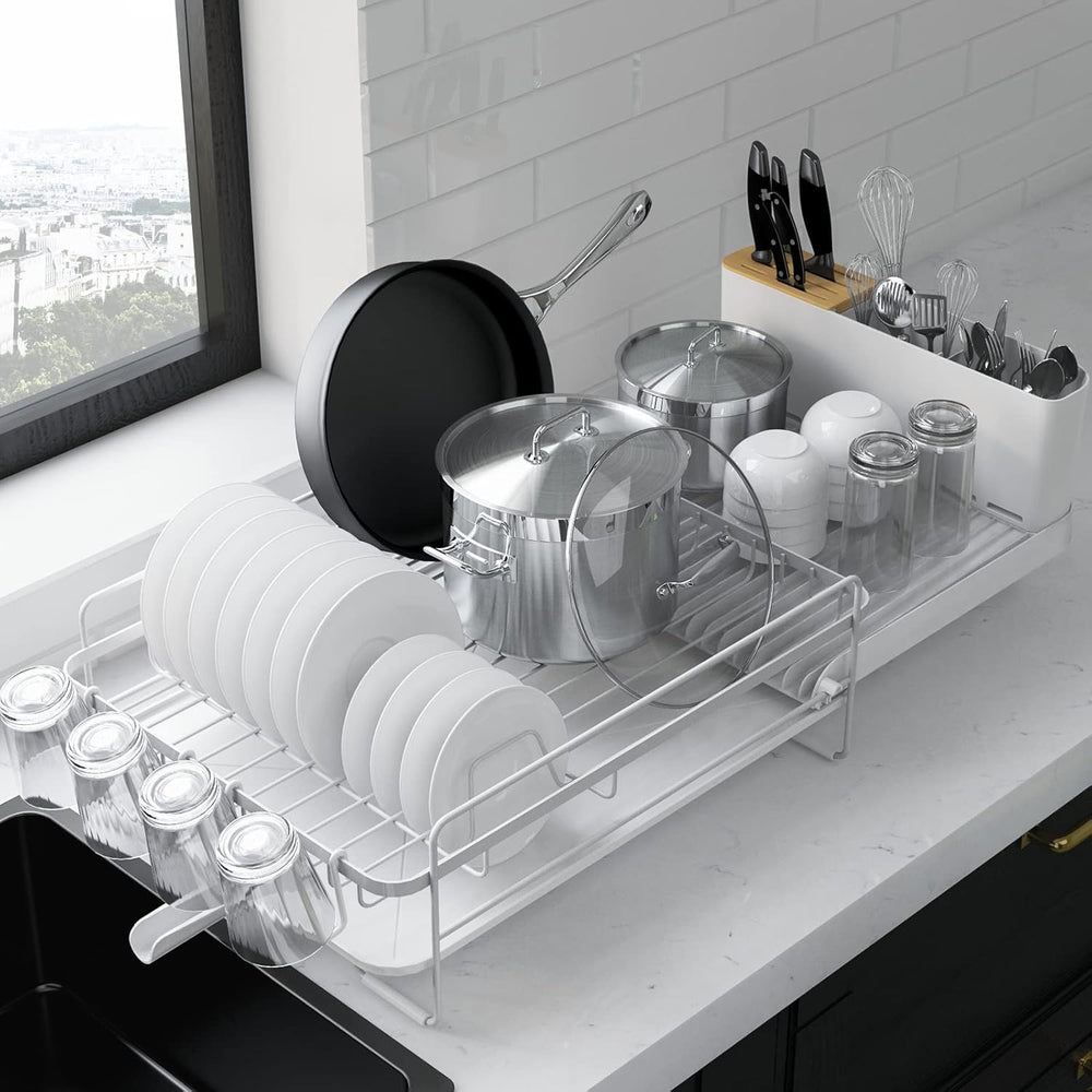 Escurridor grande extensible multifuncional para platos y cubiertos