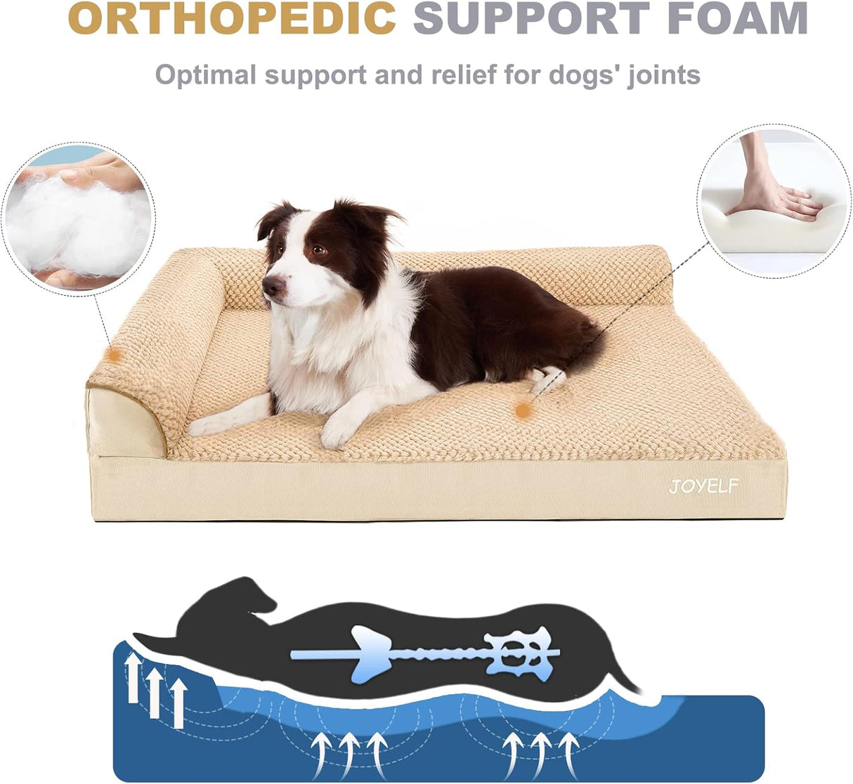 Cama ortopédica para perros medianos JOYELF, sofá L, lavable