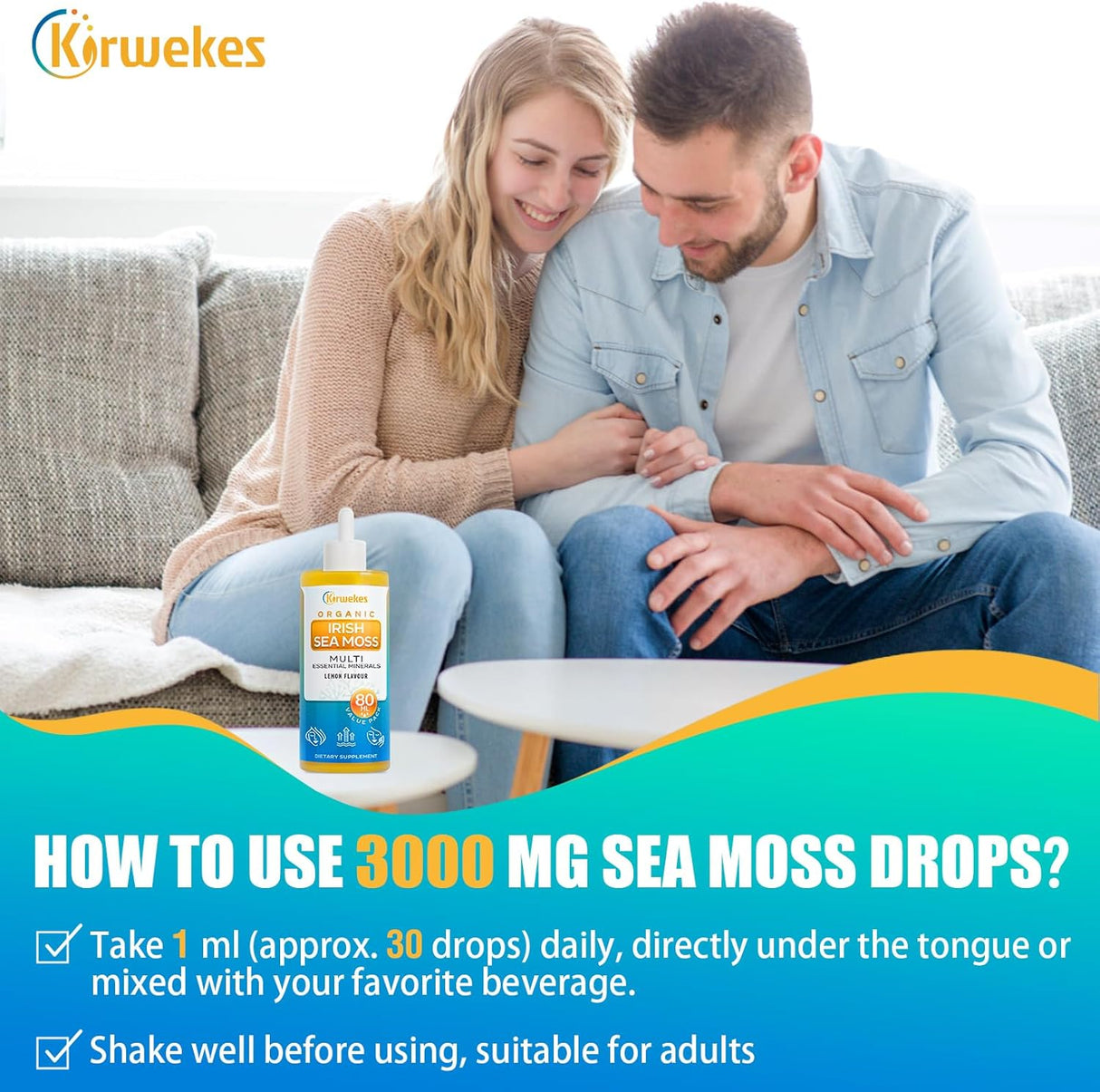 Sea Moss & Ashwagandha Drops - 80 Servings, 10X Potency