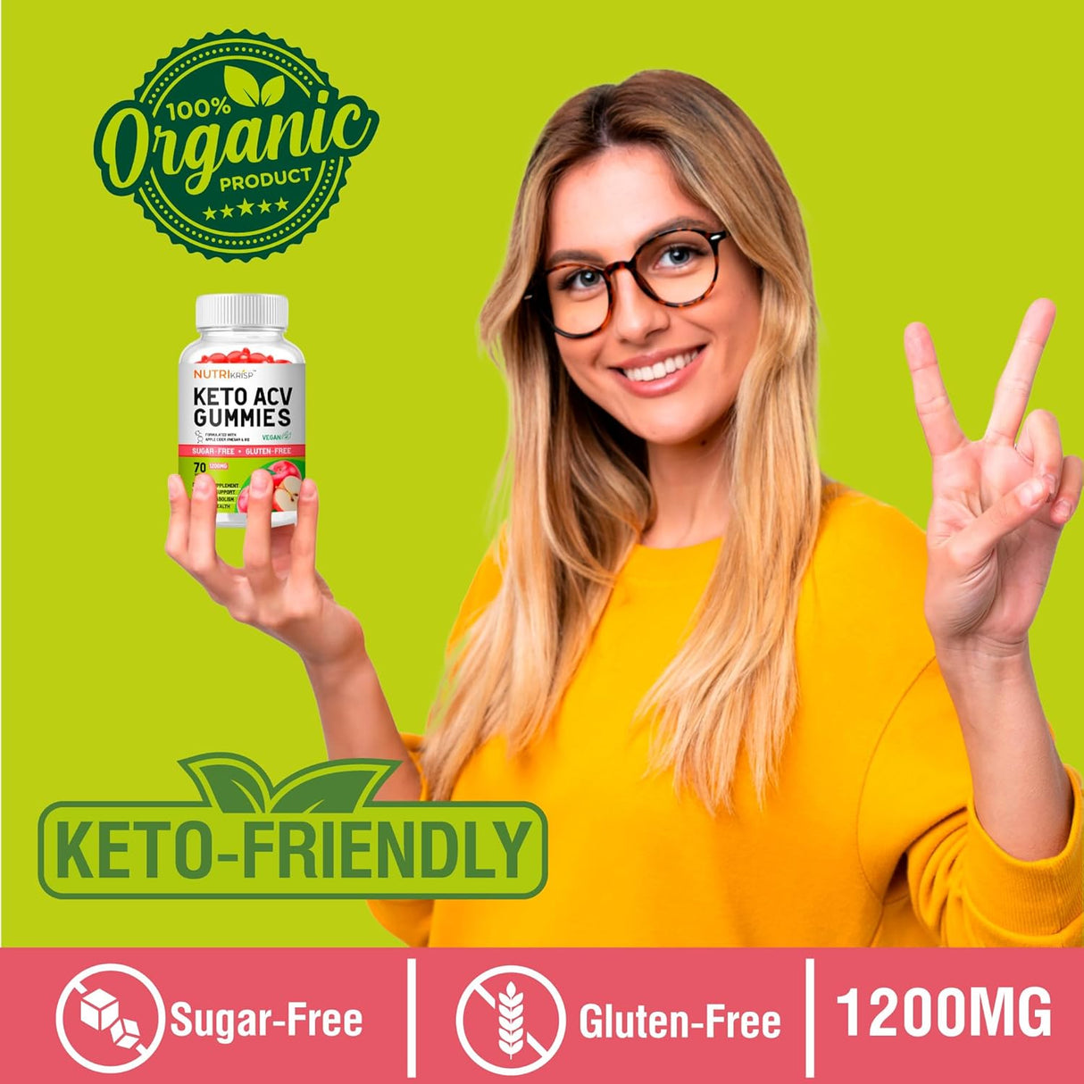 Gummies de ACV Keto - Pérdida de Peso, 1200MG, Sin Azúcar