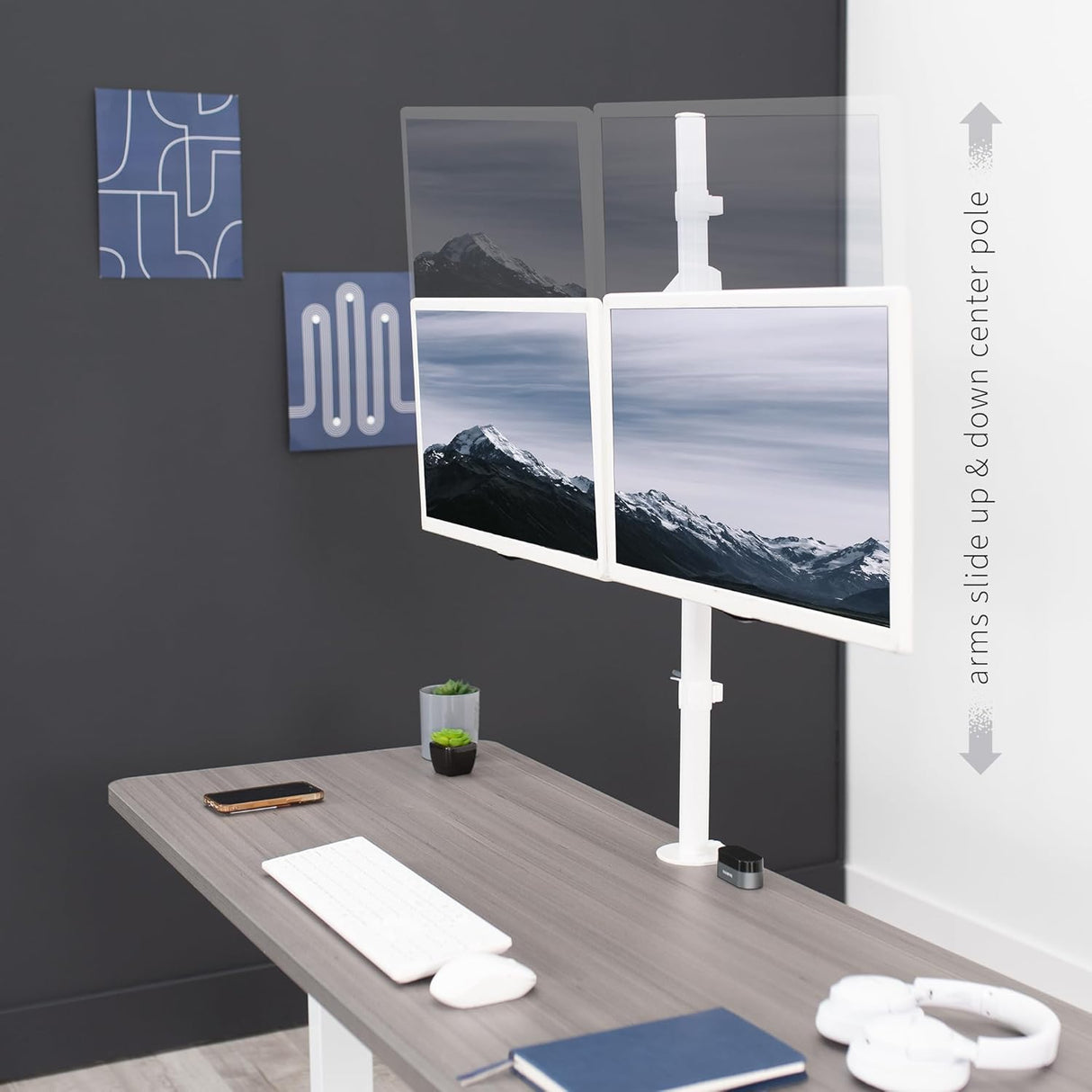 Soporte Doble para Monitores VIVO, Altura Ajustable, STAND-V012KW