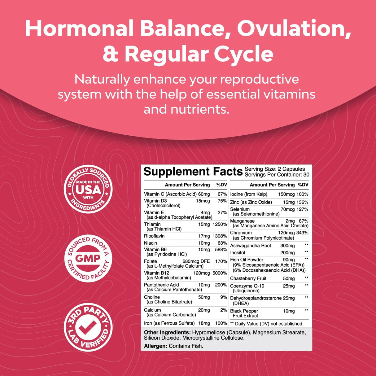 Suplemento multivitamínico prenatal para fertilidad femenina