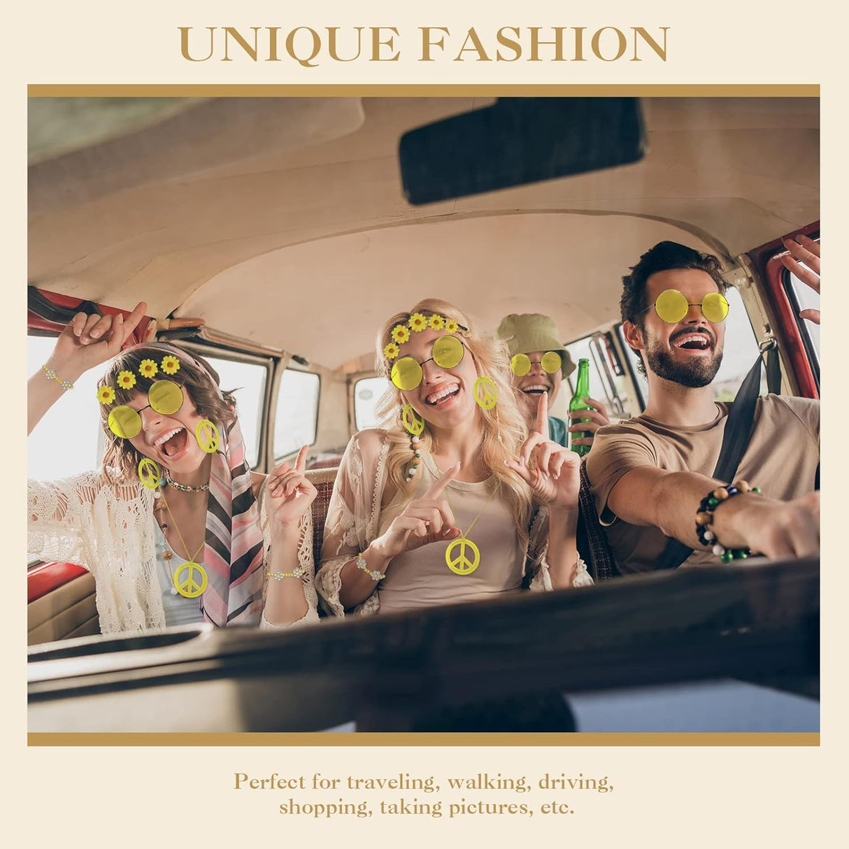 Set de Accesorios Hippie Boho 6 Pcs para Fiesta Retro