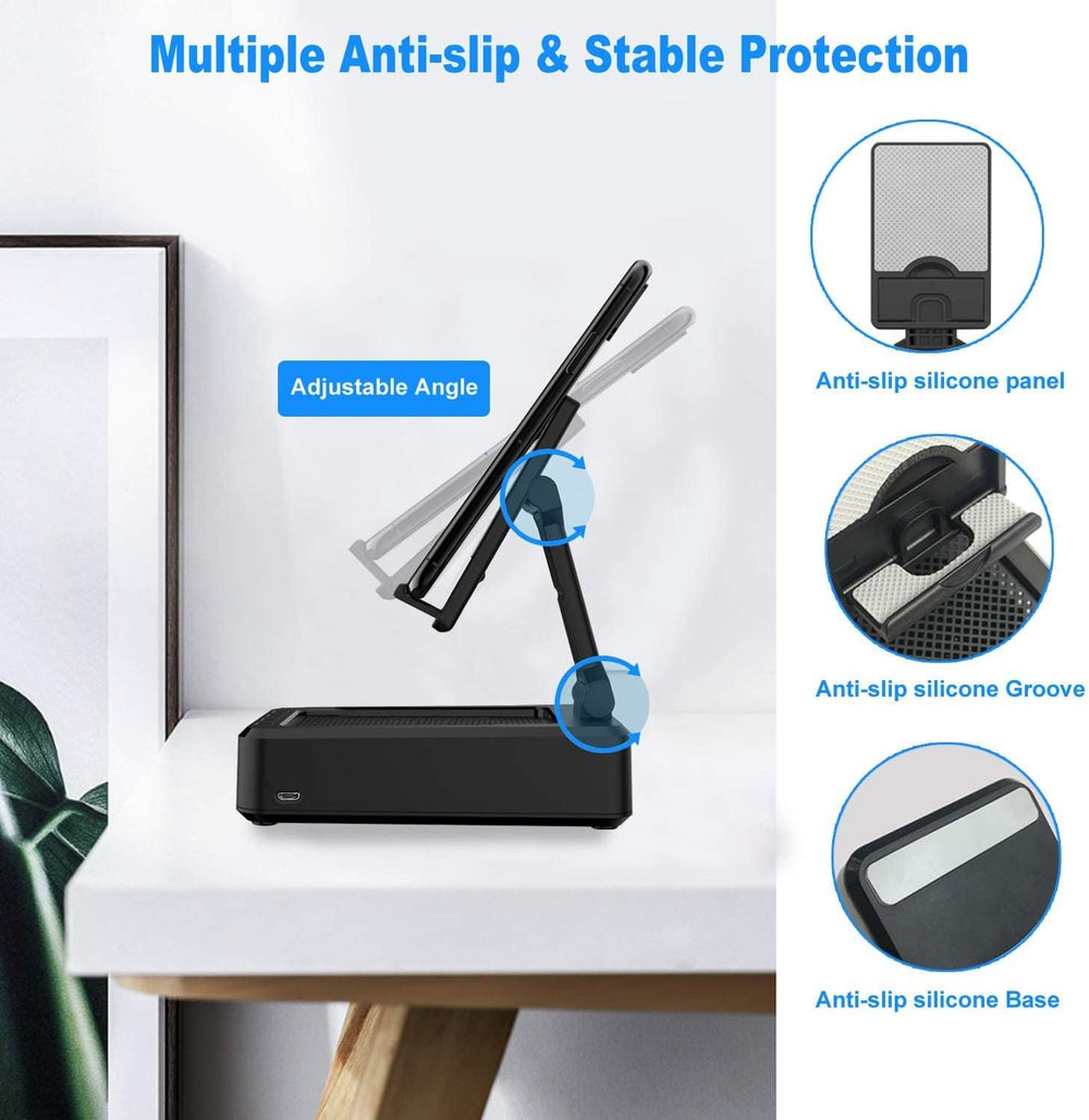 Soporte para teléfono celular con altavoz y base