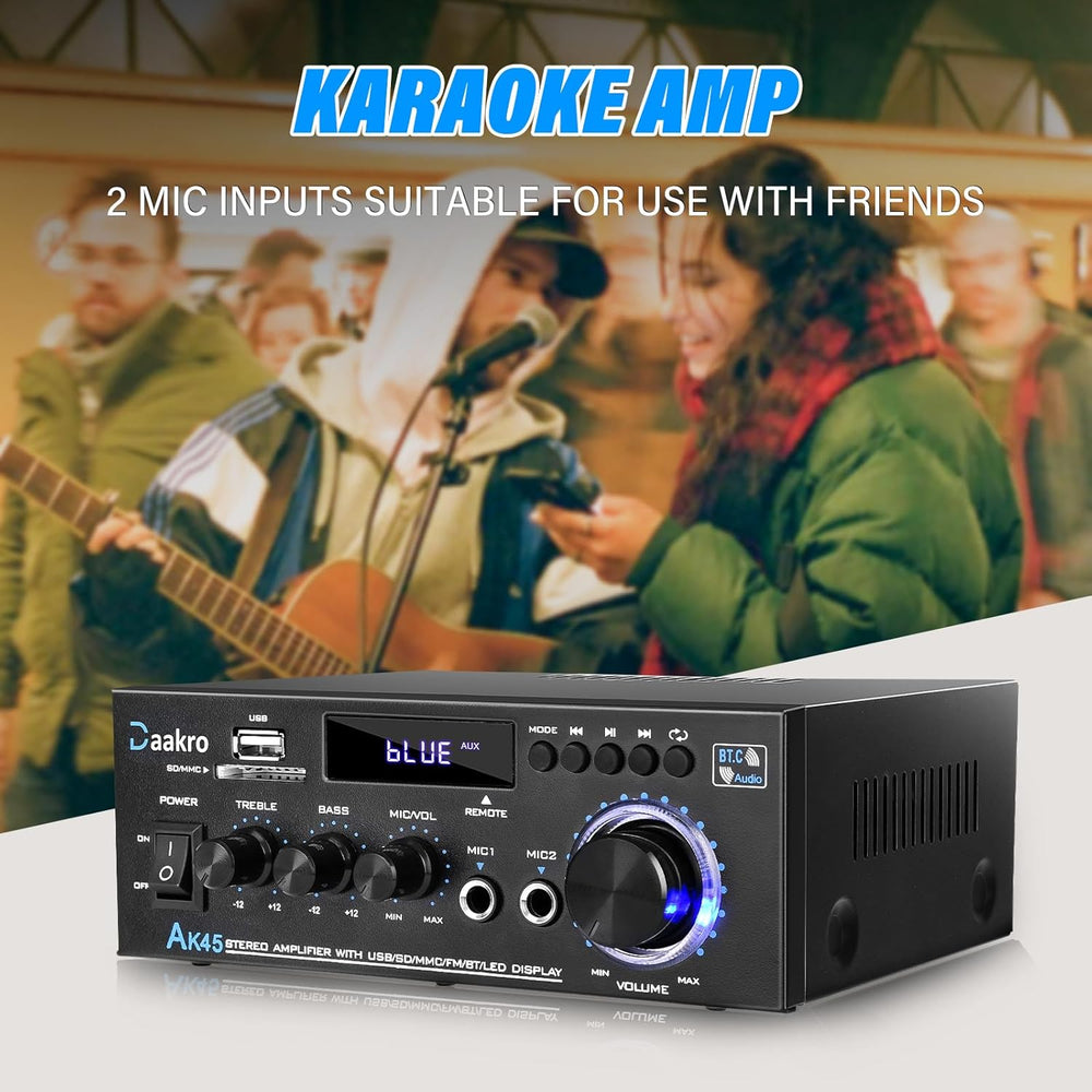 Amplificador de Audio Estéreo 300W, Bluetooth 5.0, AK45