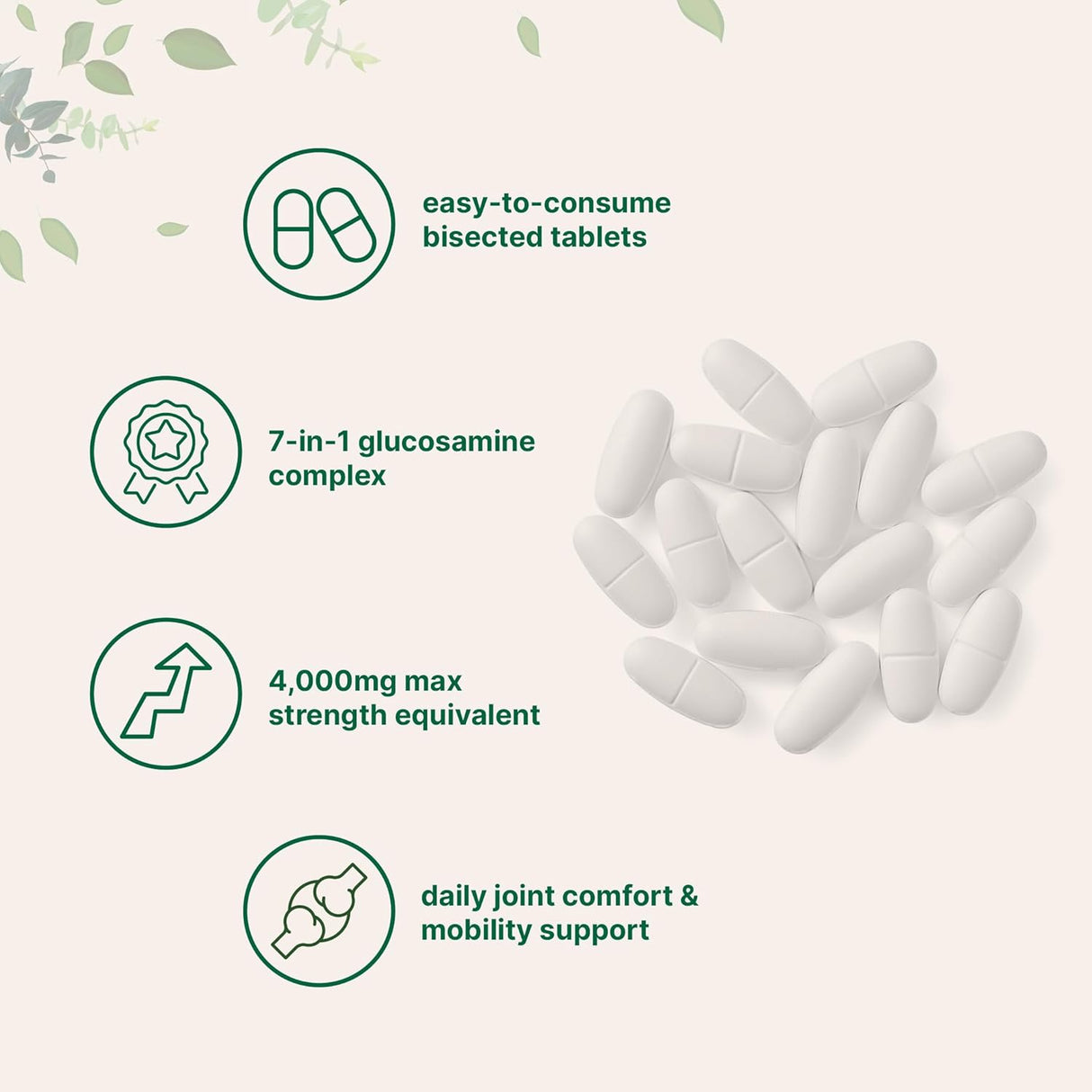 Suplemento de Glucosamina, MSM y Cúrcuma 4,000mg - 300 Tablas