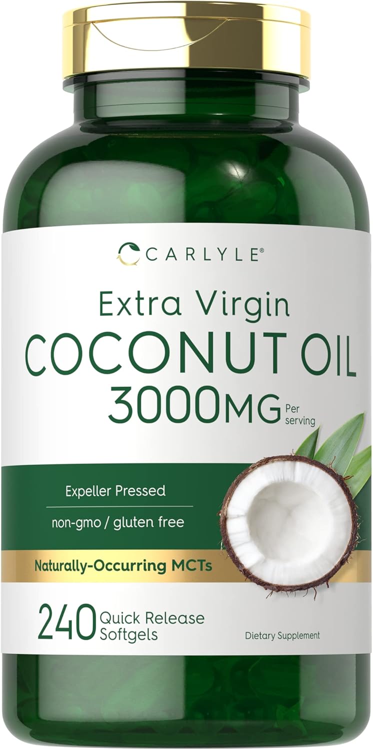 Aceite de coco extra virgen Carlyle 3000mg 240 cápsulas