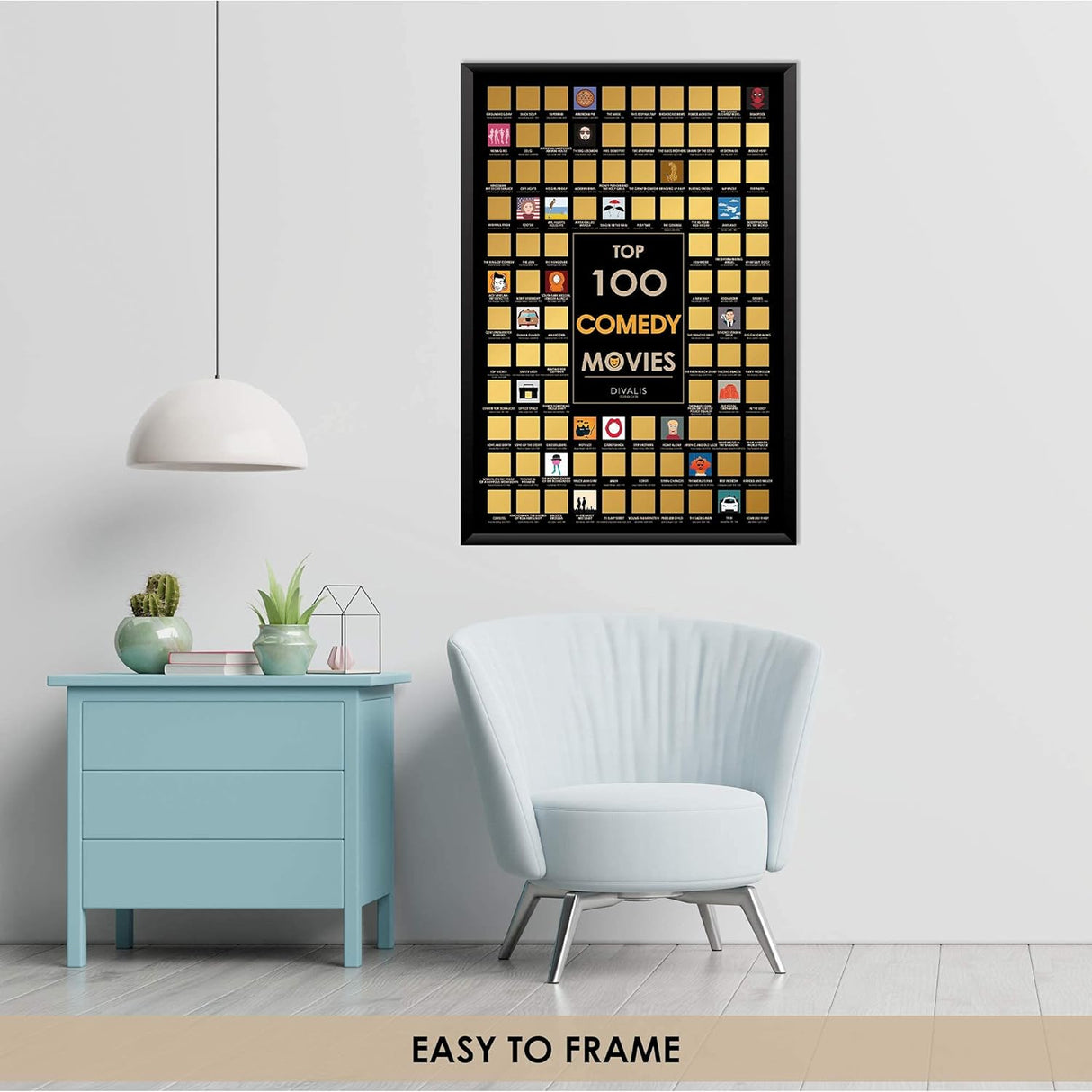 Póster Rascable de 100 Películas de Comedia: Lista de Deseos