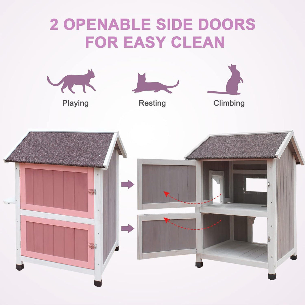 Casa para Gatos Fera, HiCaptain, Exterior, 2 Pisos, Grande