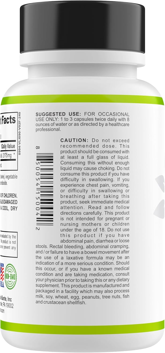 Suplemento de fibra Psyllium Caps, Non GMO, Bajo en FODMAP