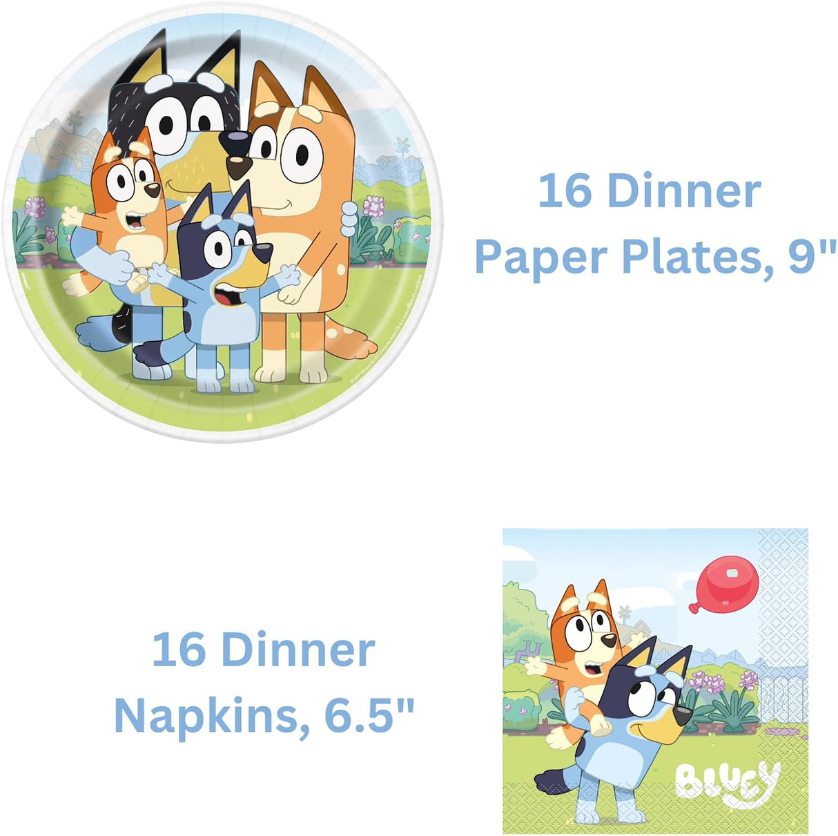 Set de Fiesta de Cumpleaños Bluey con Platos y Servilletas
