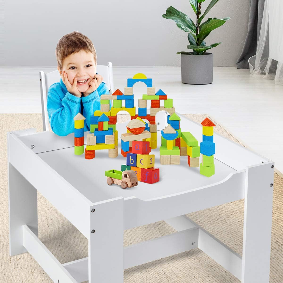 Juego de mesa y silla para niños 3 en 1 con cajón Costzon