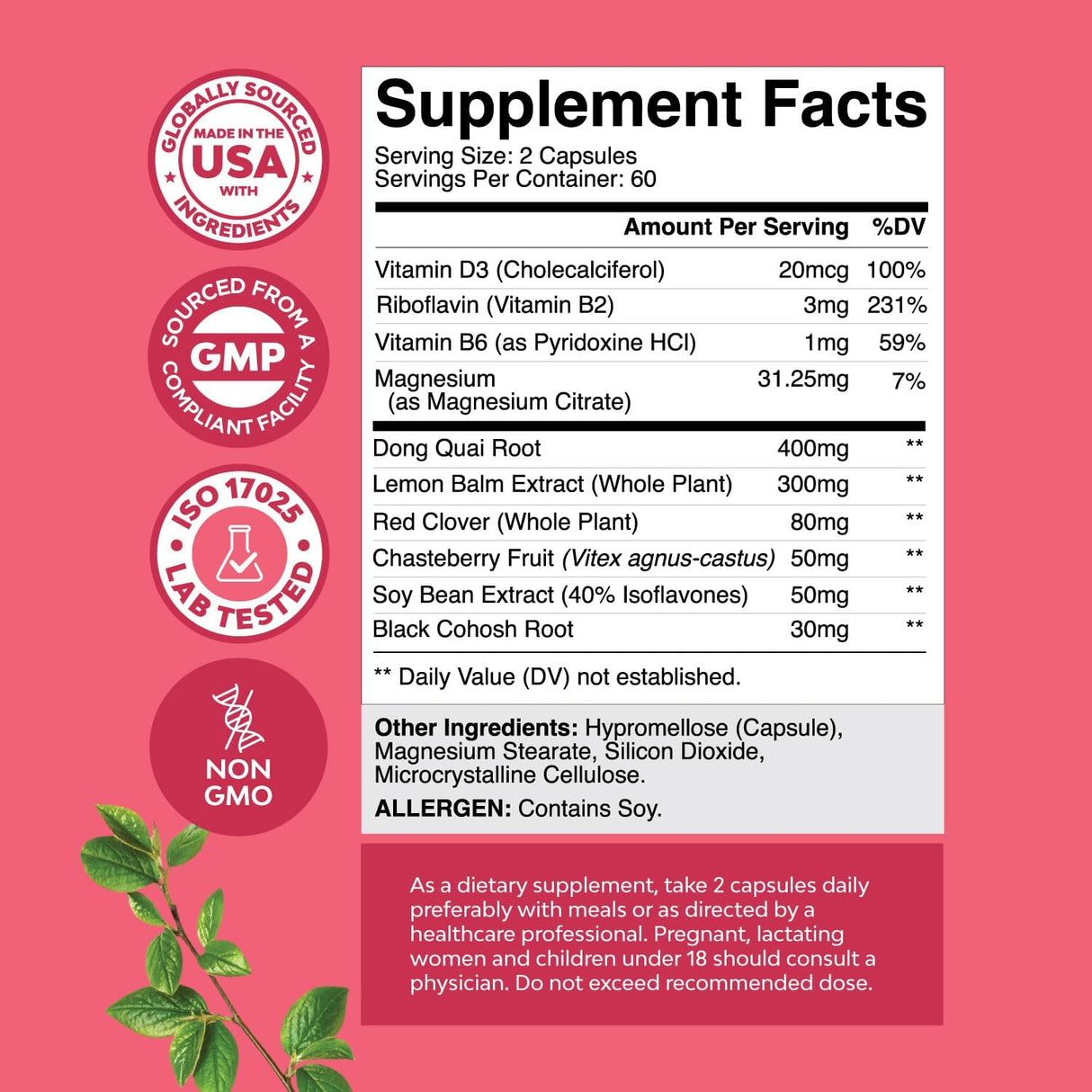 Suplemento completo para la menopausia herbaria para mujeres