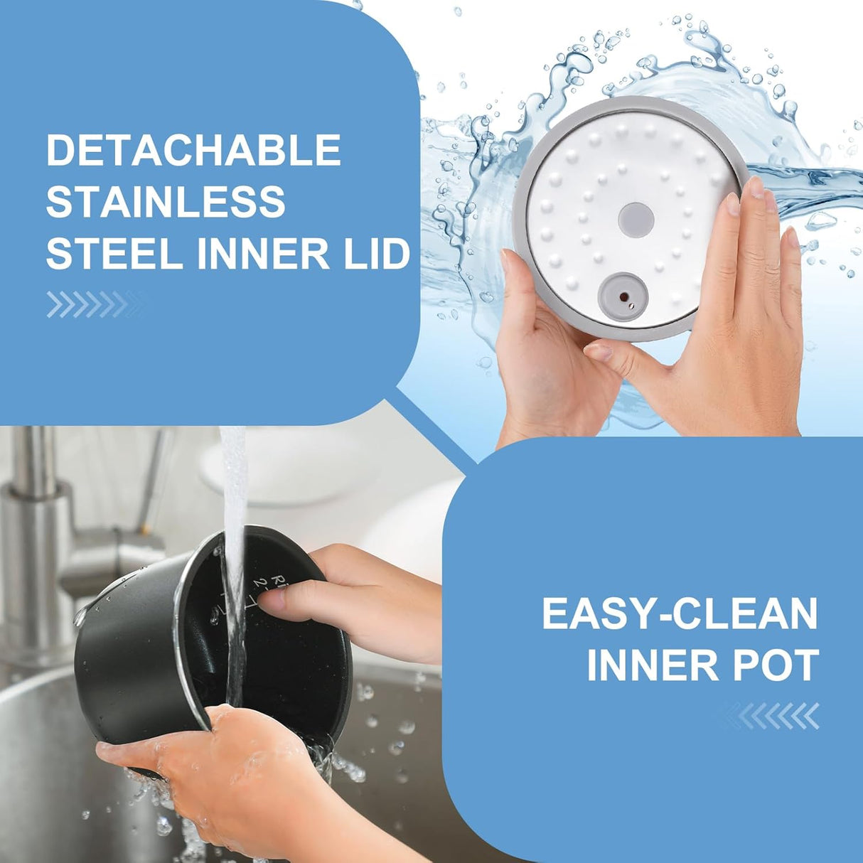 Cocedor de Arroz 2 Tazas, A-Snow, 1.2L, Antiadherente, BPA Free