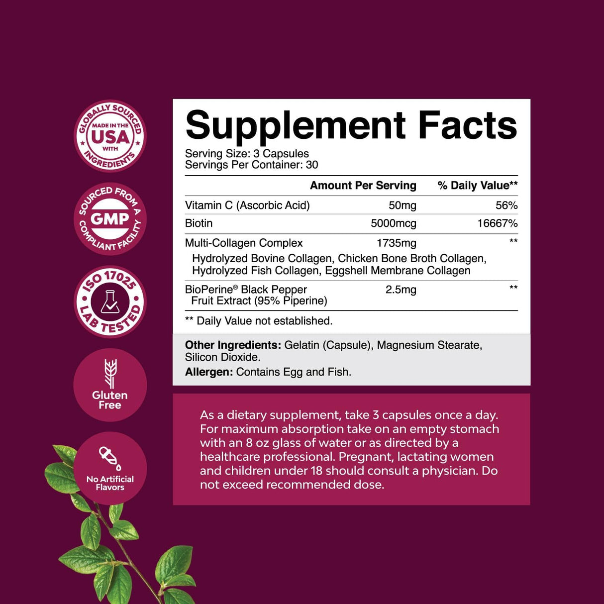 Suplemento Avanzado de Colágeno y Biotina con Vitaminas