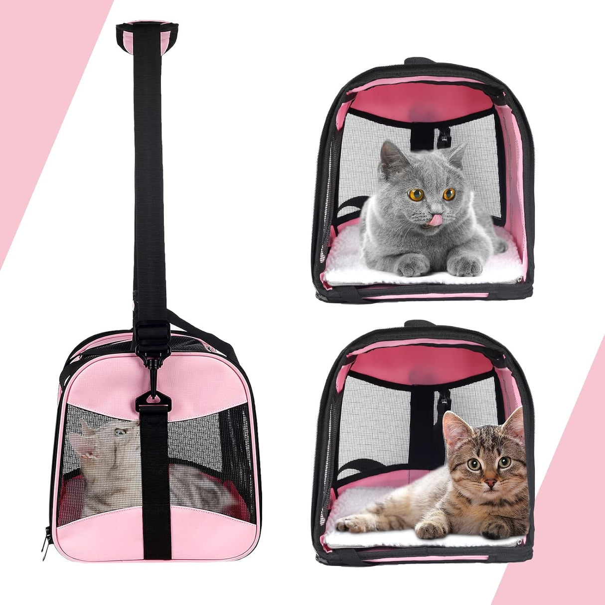 Transportadora para Gatos y Perros, Aprobada, Mediana, Rosa