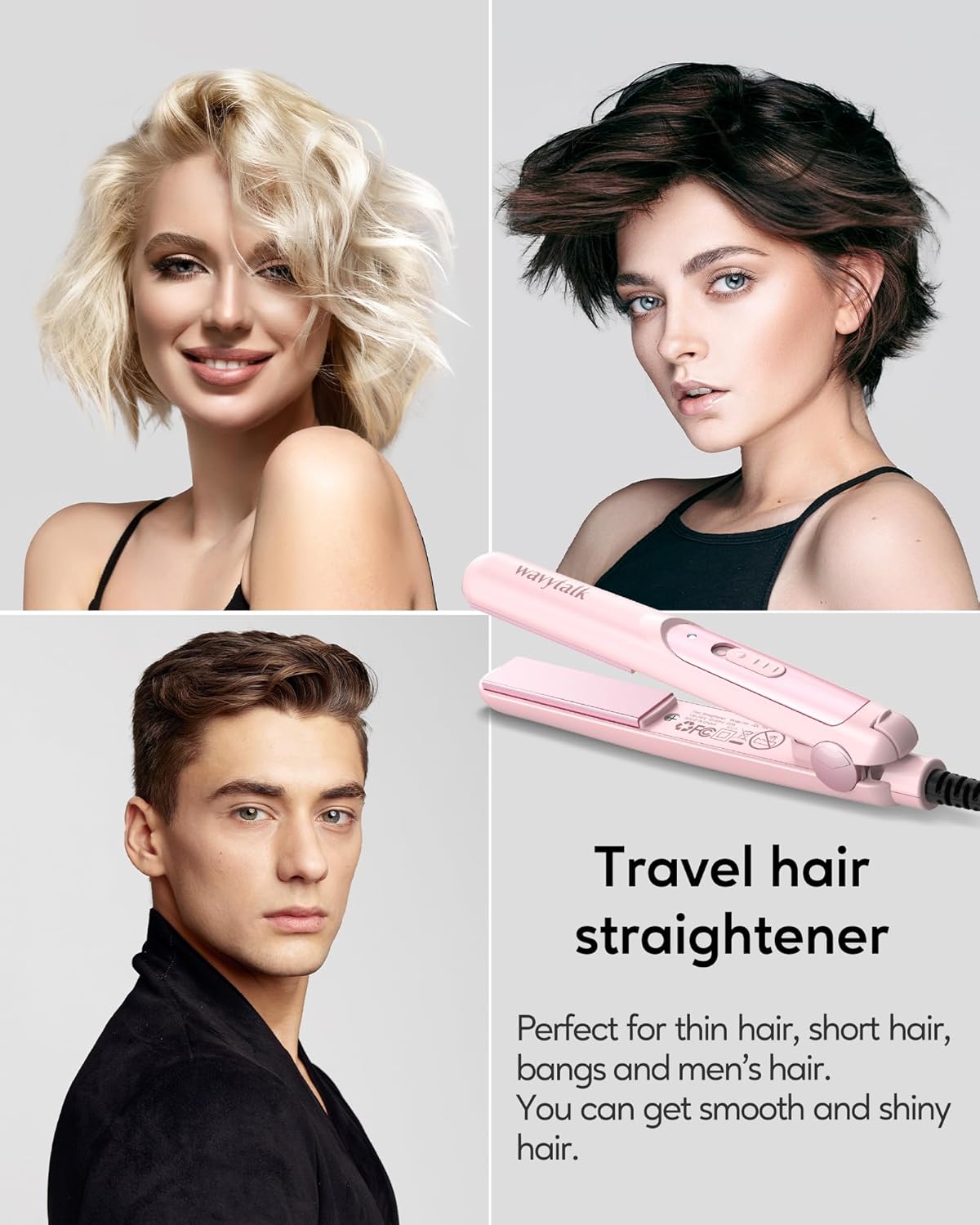 Mini plancha plana portátil de doble voltaje para flequillo