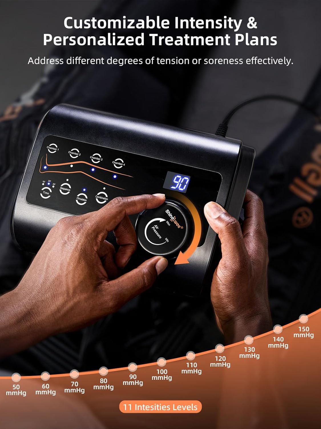 Masajeador de Piernas SHINE WELL, Compresión, 11 Intensidades, Pequeño